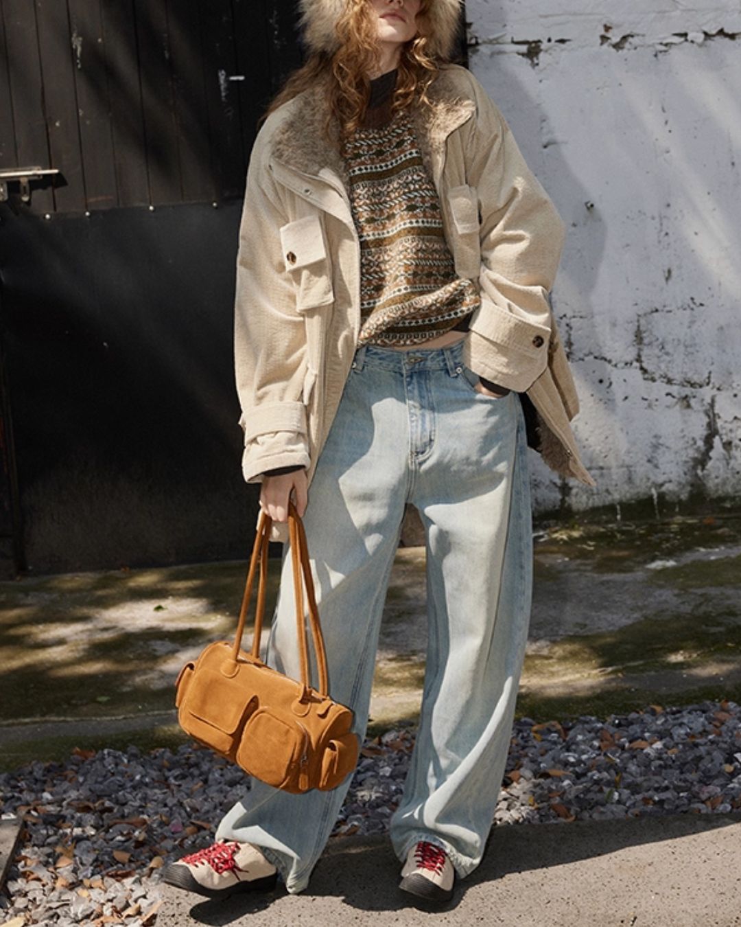 Fur-lined Corduroy Work Jacket　JK045