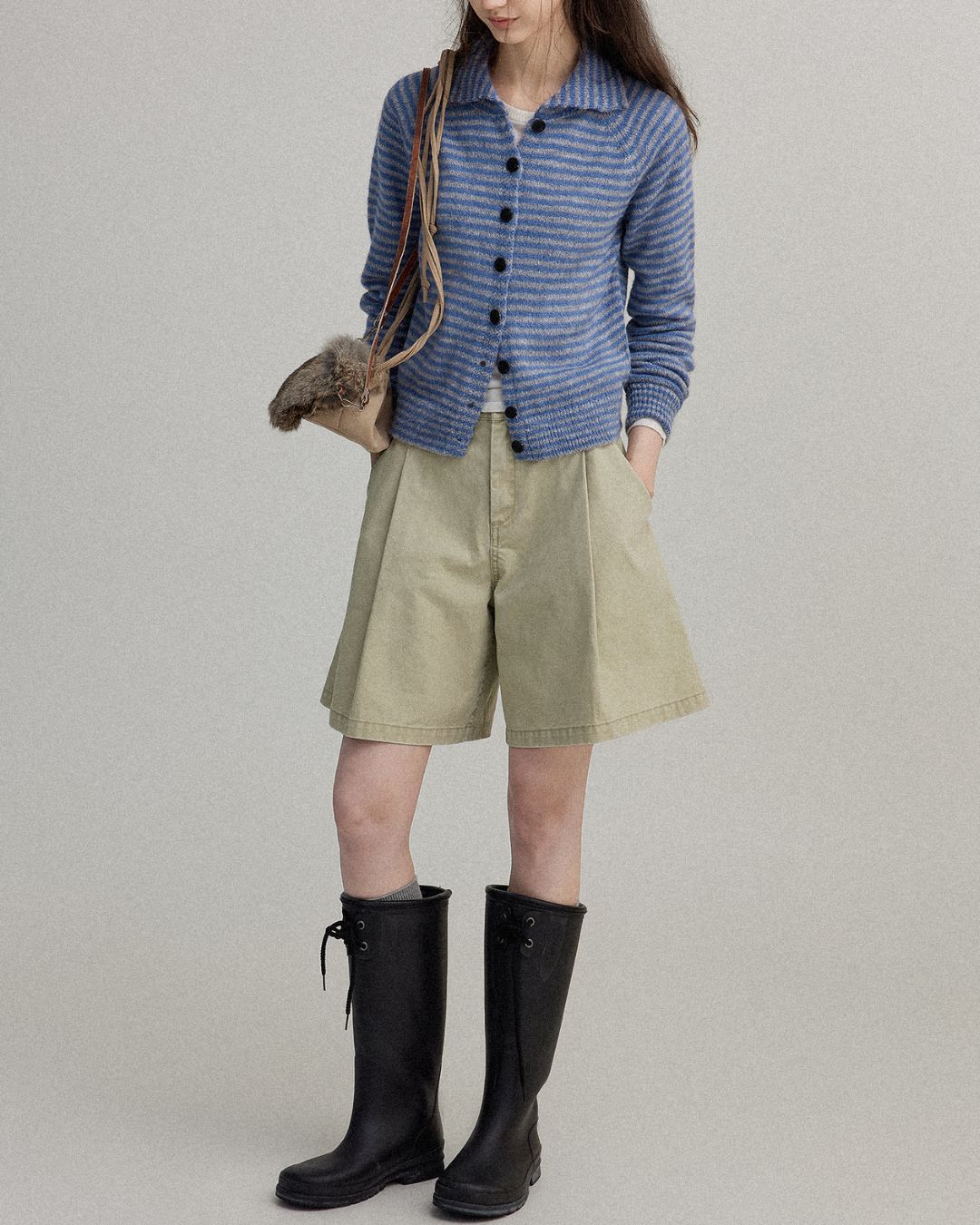 Collared Border Knit Cardigan　KN020