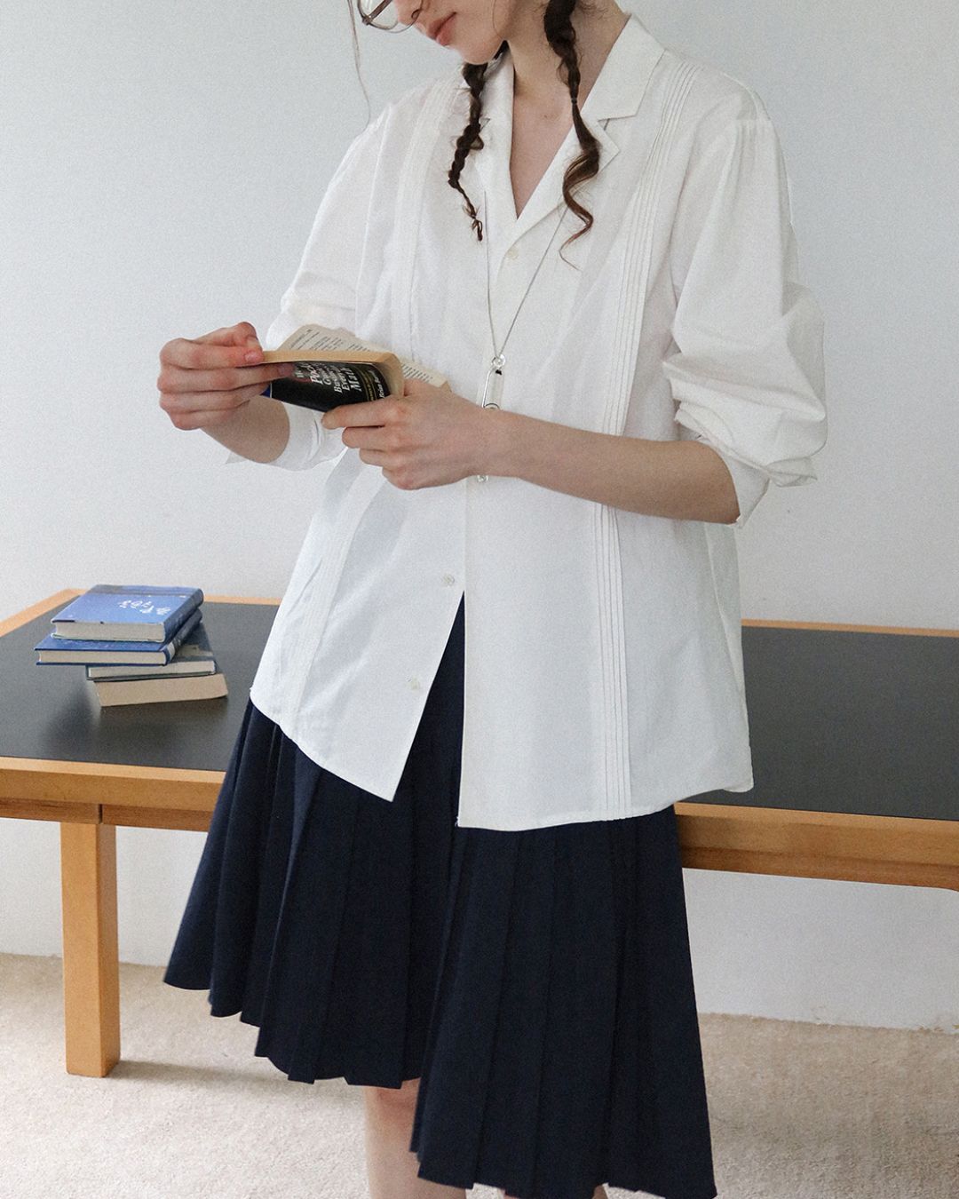 Open Collar Long Sleeve Shirt　LS012