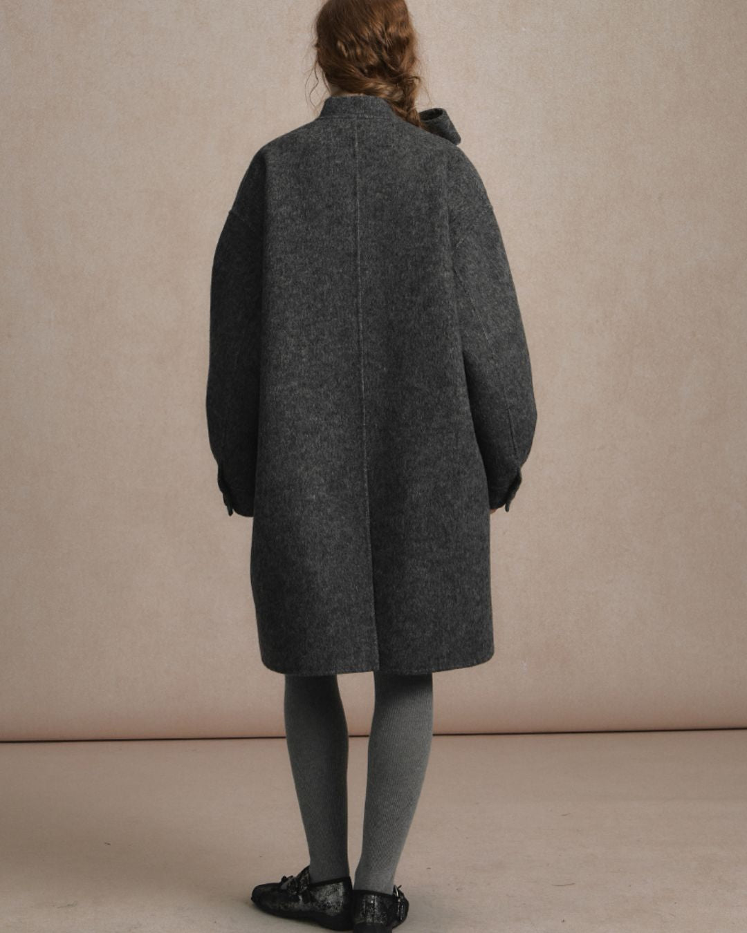 Bow-tied Pleated Cuff Wool Coat　CT026