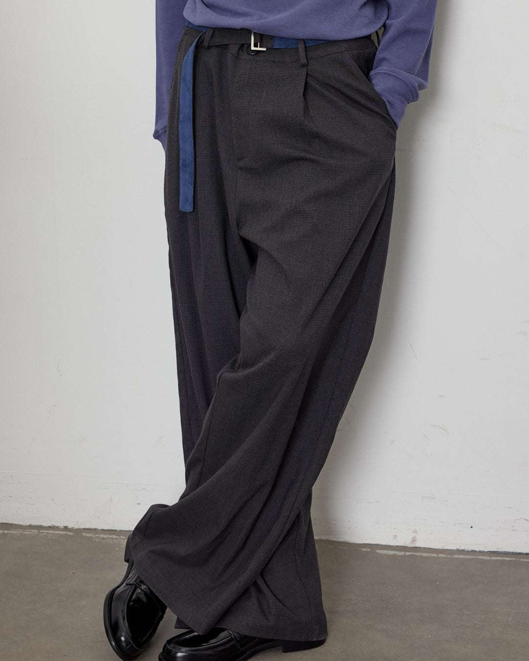 Houndstooth Draped Wide Pants　PT020