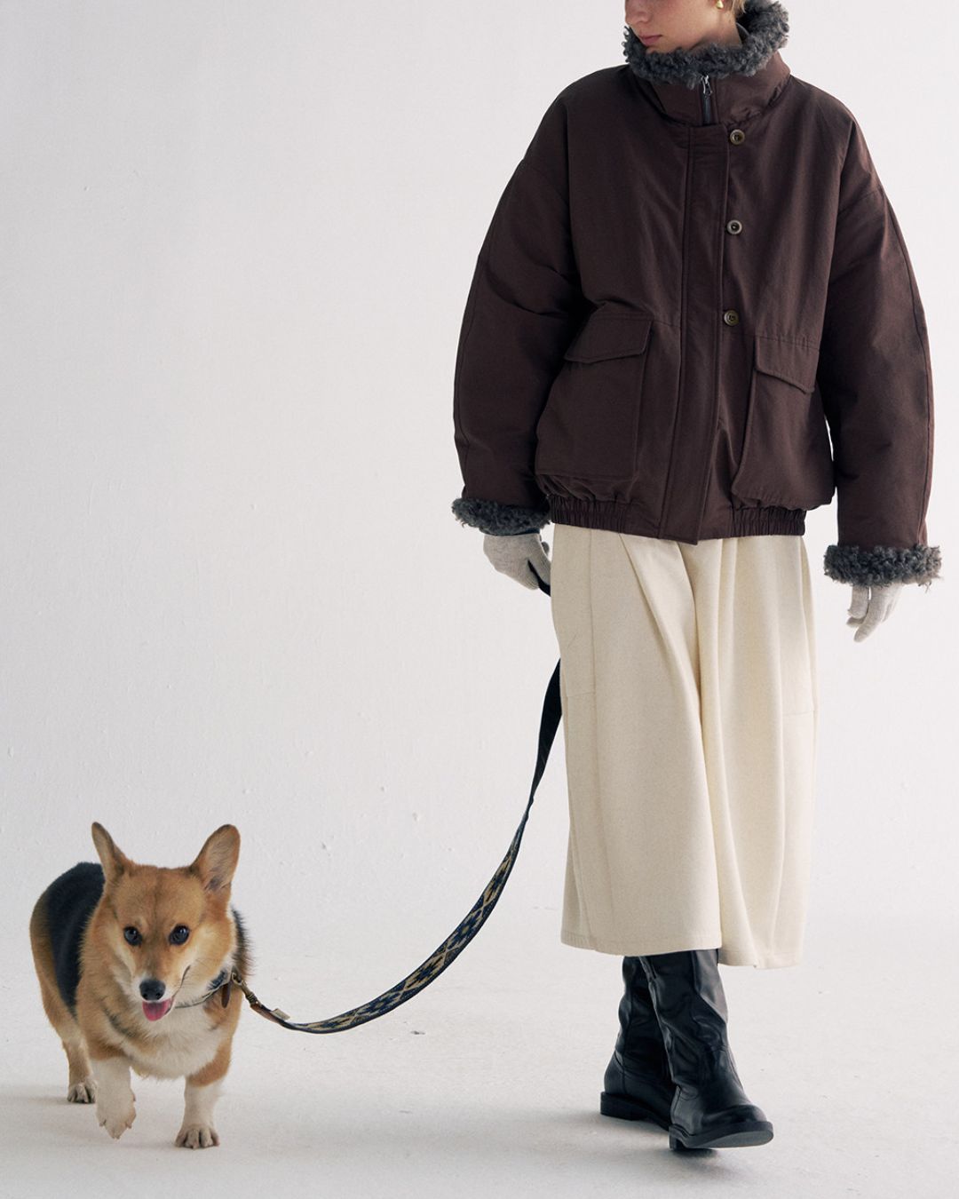 Stand-up Boa Collar Padded Jacket　JK077