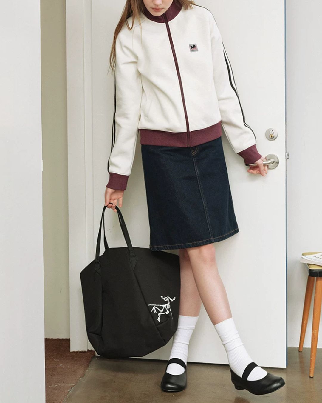 Color Block Three-Line Zip Cardigan　KN098