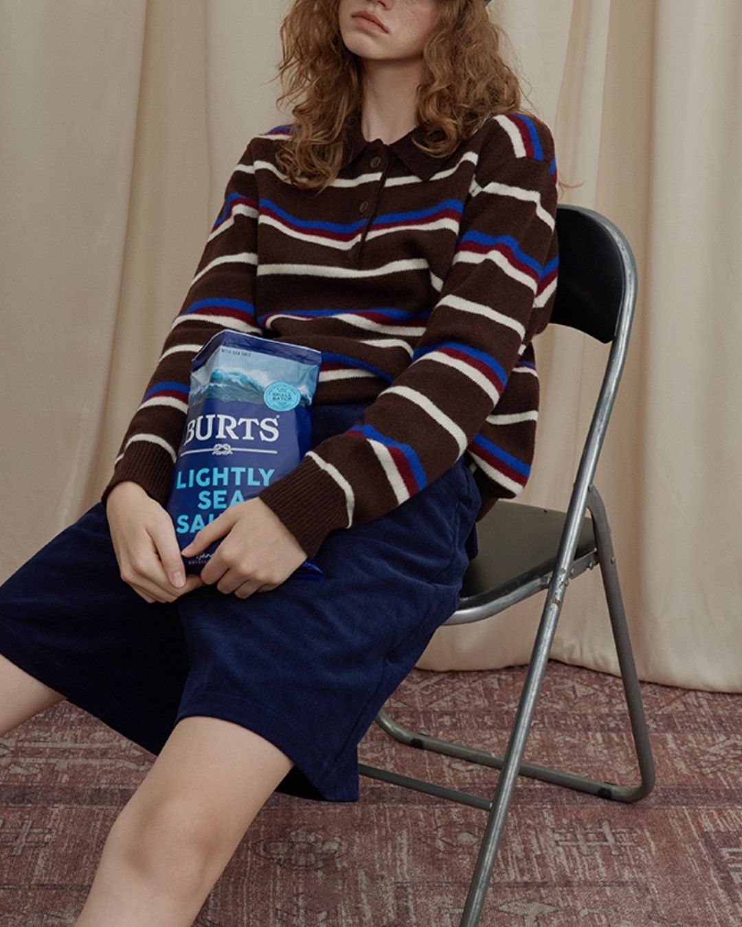 Contrast Border Polo Collar Knit　KN045