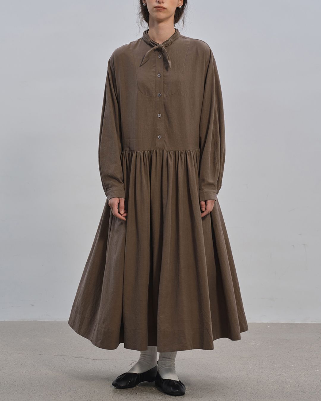 Gathered Long Shirt Dress　OP003