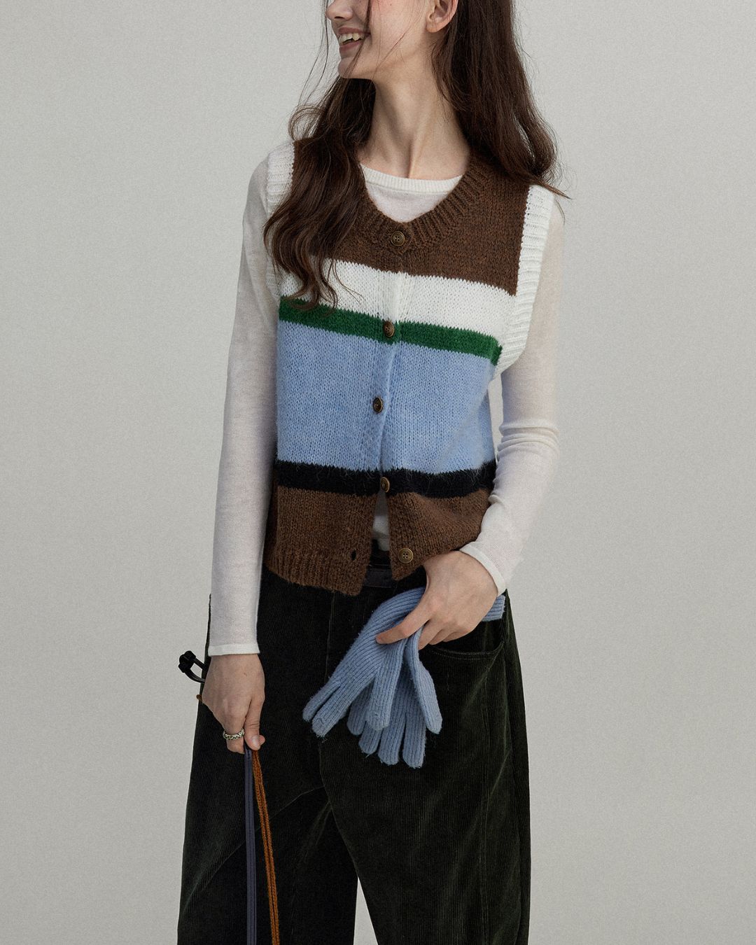 Contrast Color Knit Vest　KN019
