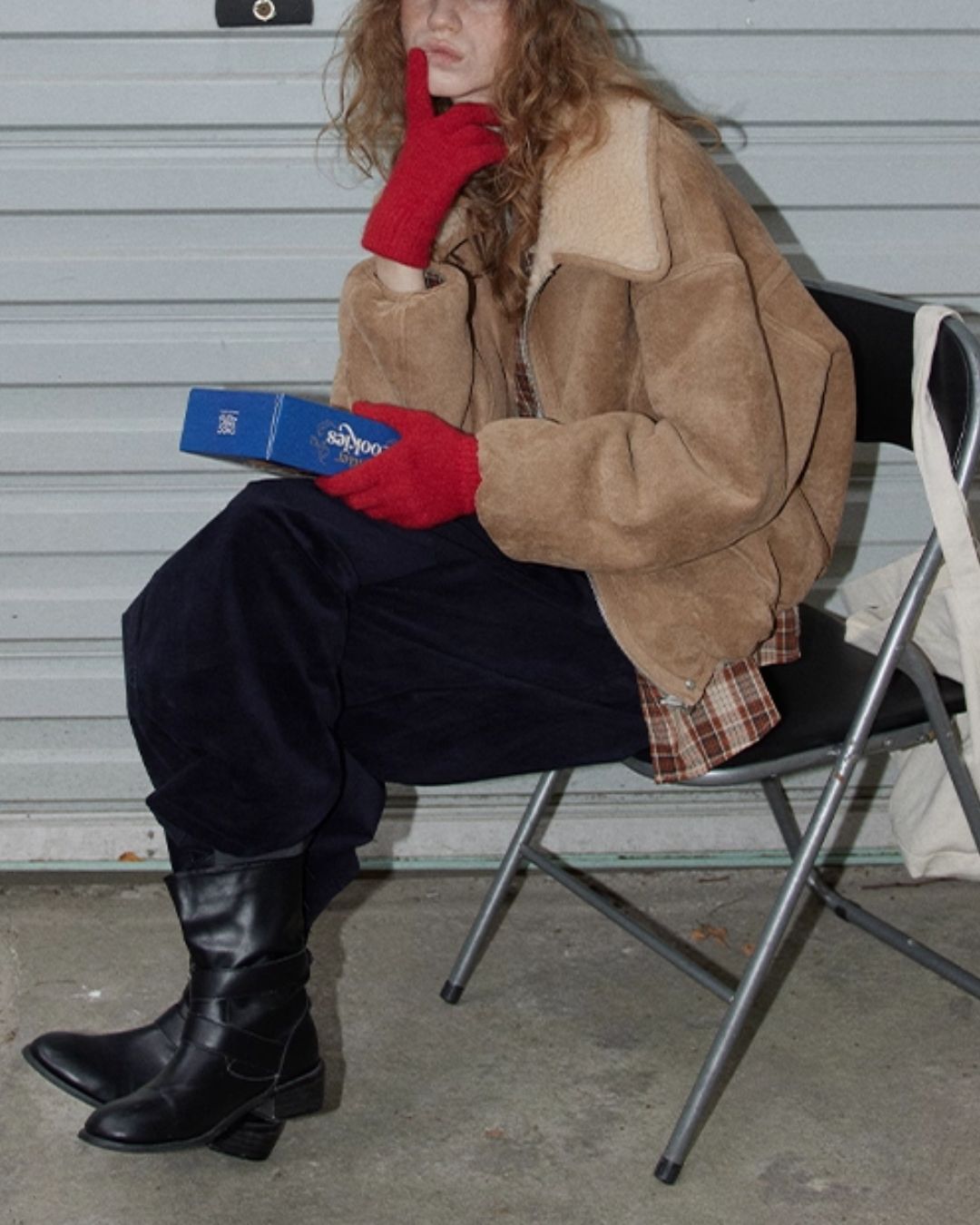 Reversible Boa Big Collar Jacket　JK055