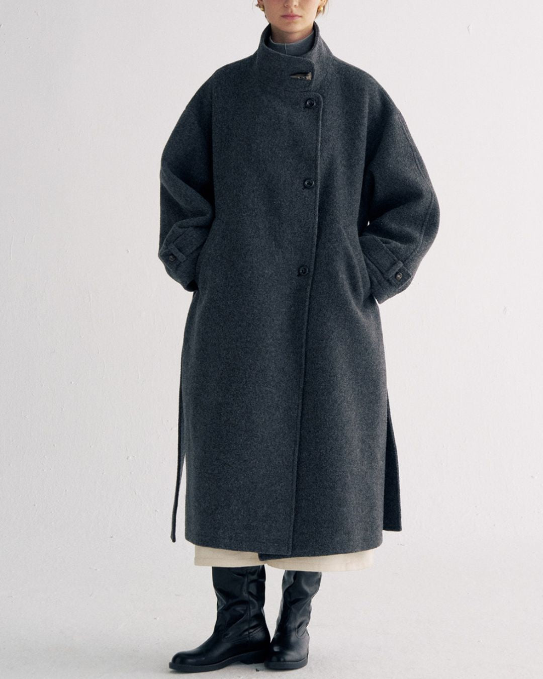 Stand-collar Wool Long Coat　CT029