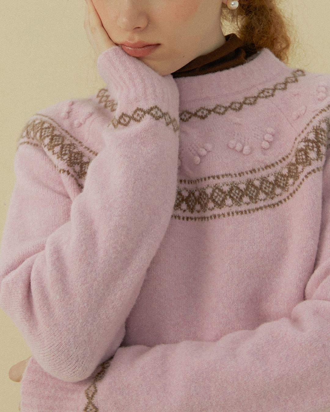 Pom-pom Fair Isle Sweater　KN078