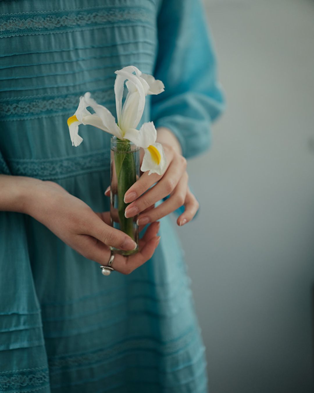 Round Neck 3/4 Sleeve Ramie Dress　OP004