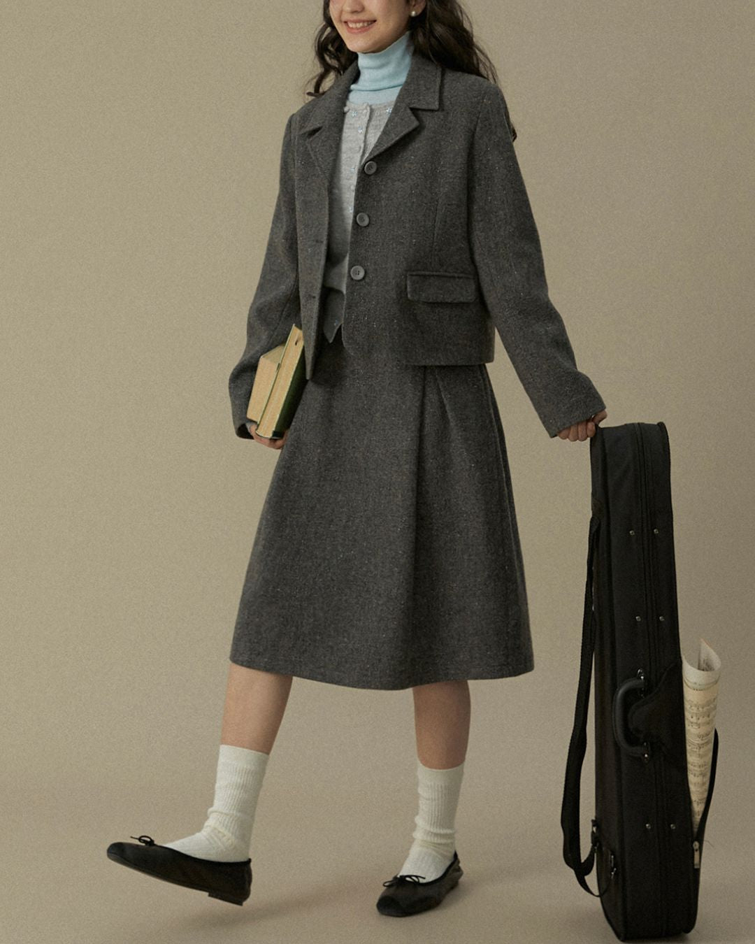 Nep Knee-length Cocoon Skirt　SK015