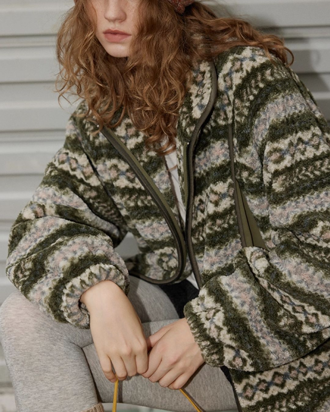 Fleece All-over Border Jacket　JK042