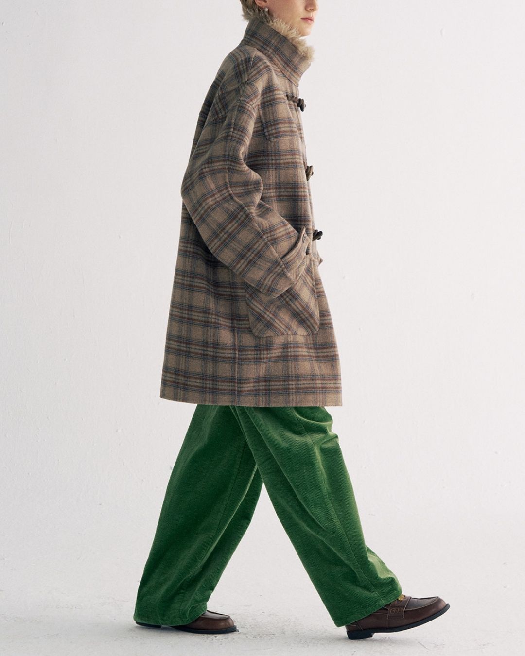 Stand Collar Duffle Check Coat　CT031