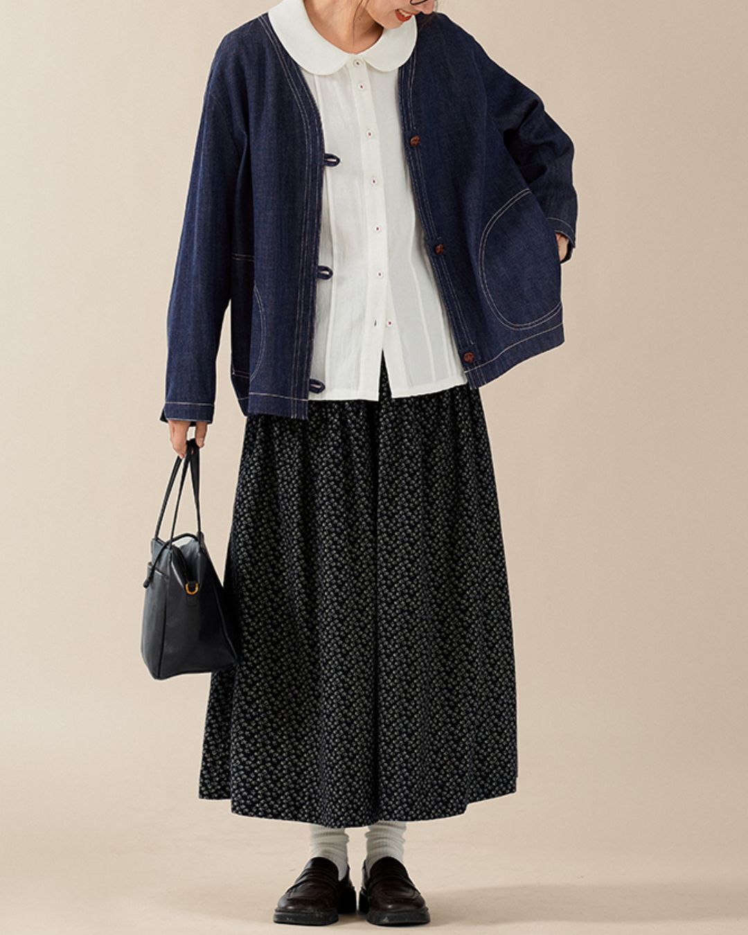 Round-collar Cotton Shirt　LS026