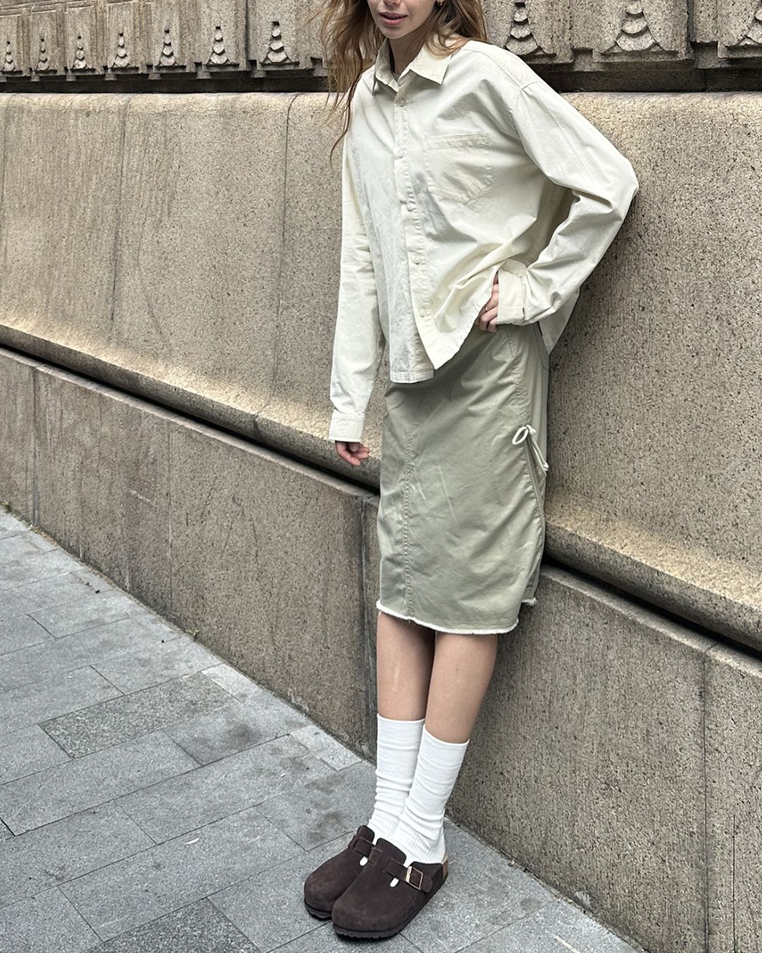 Cropped Cotton Shirt　LS007