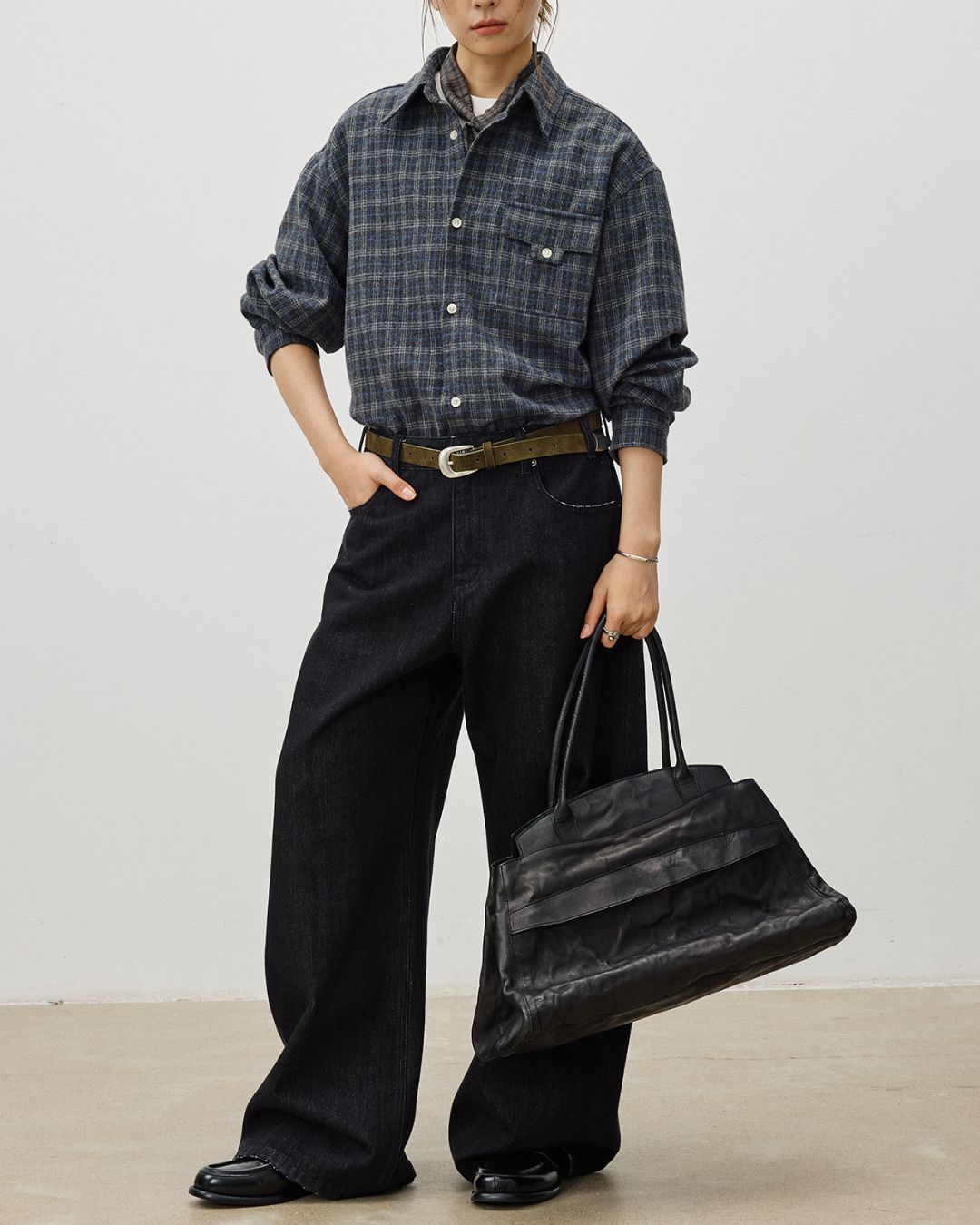 Flap Pocket Checked Flannel Shirt　LS036