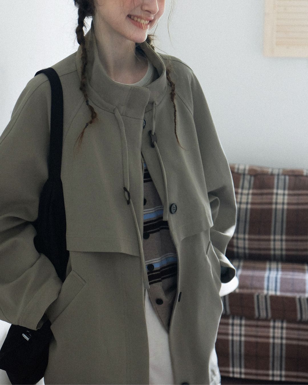 Stand Collar Drawstring Jacket　JK018