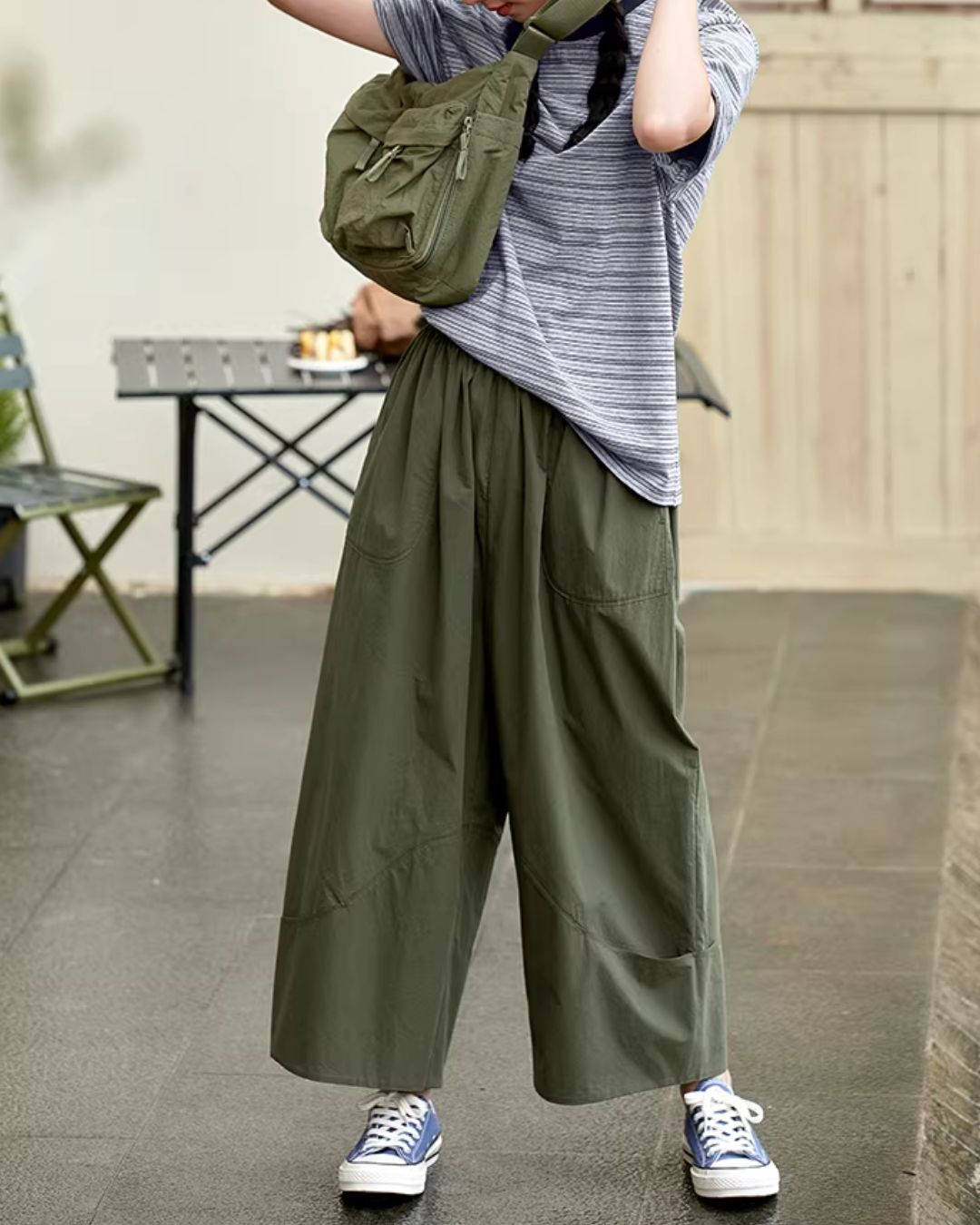 Breathable Cropped Wide Pants　PT048