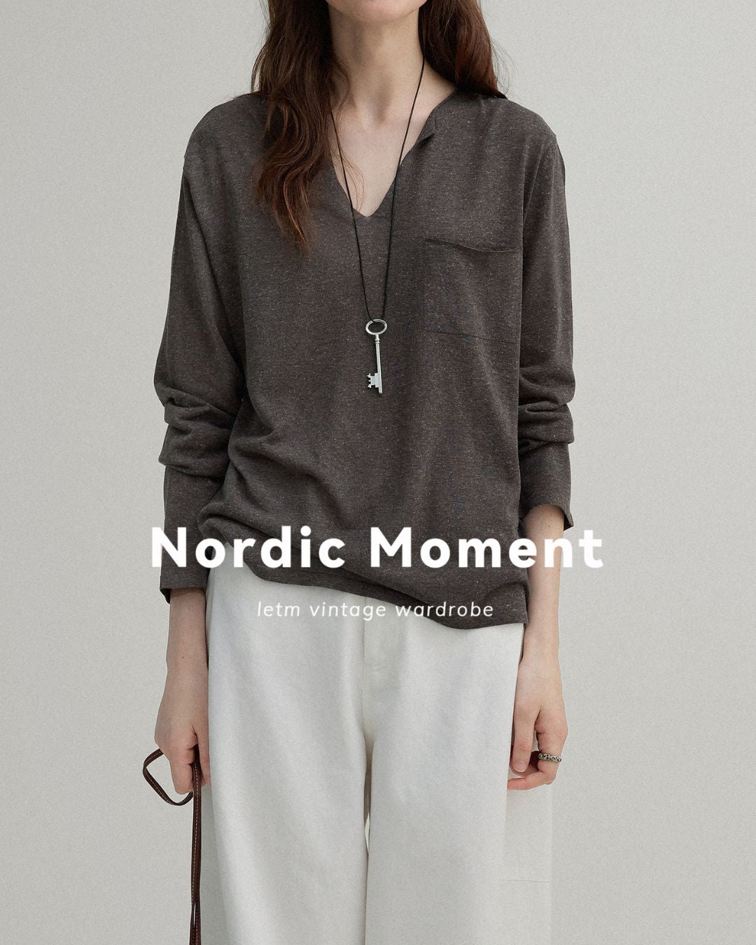 Natural Linen V-neck T-shirt　LT003