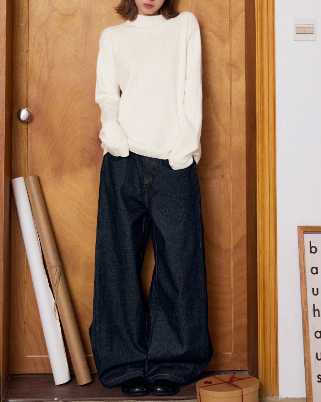 Wide-leg Twist Denim Pants　DP013