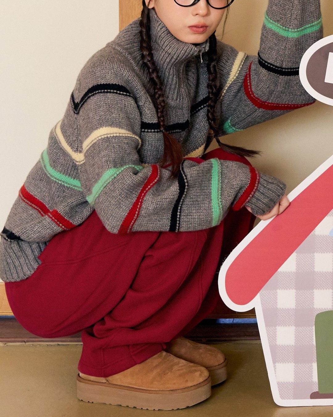 Multi-border Half-zip Knit　KN091