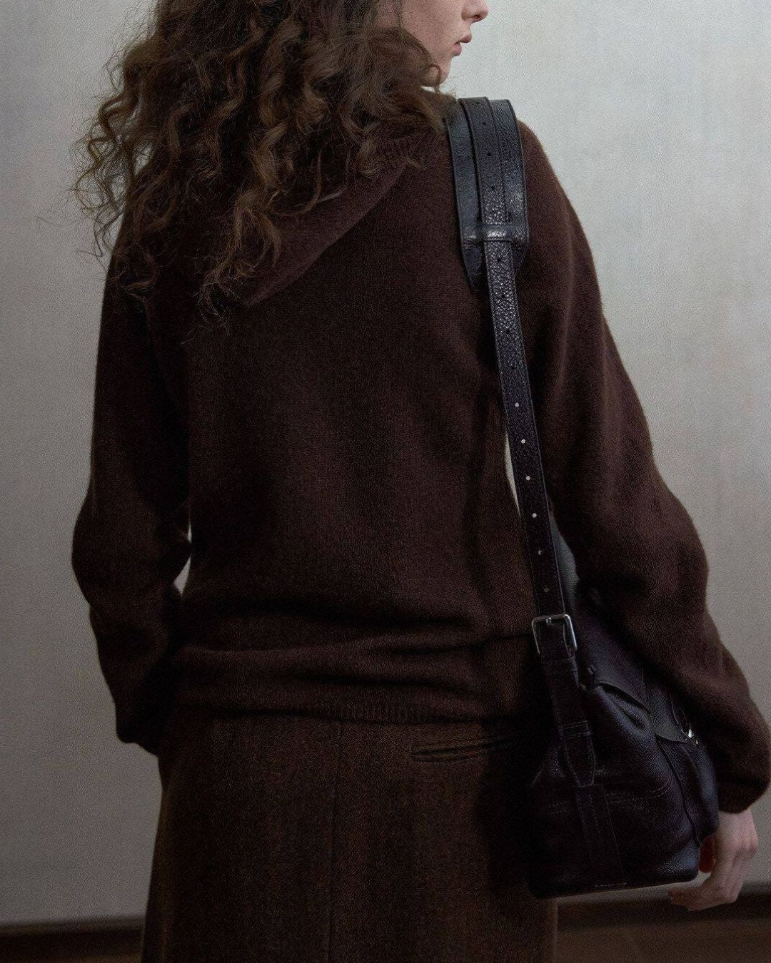 Basic Yak Wool Knit Hooded Scarf　HG001