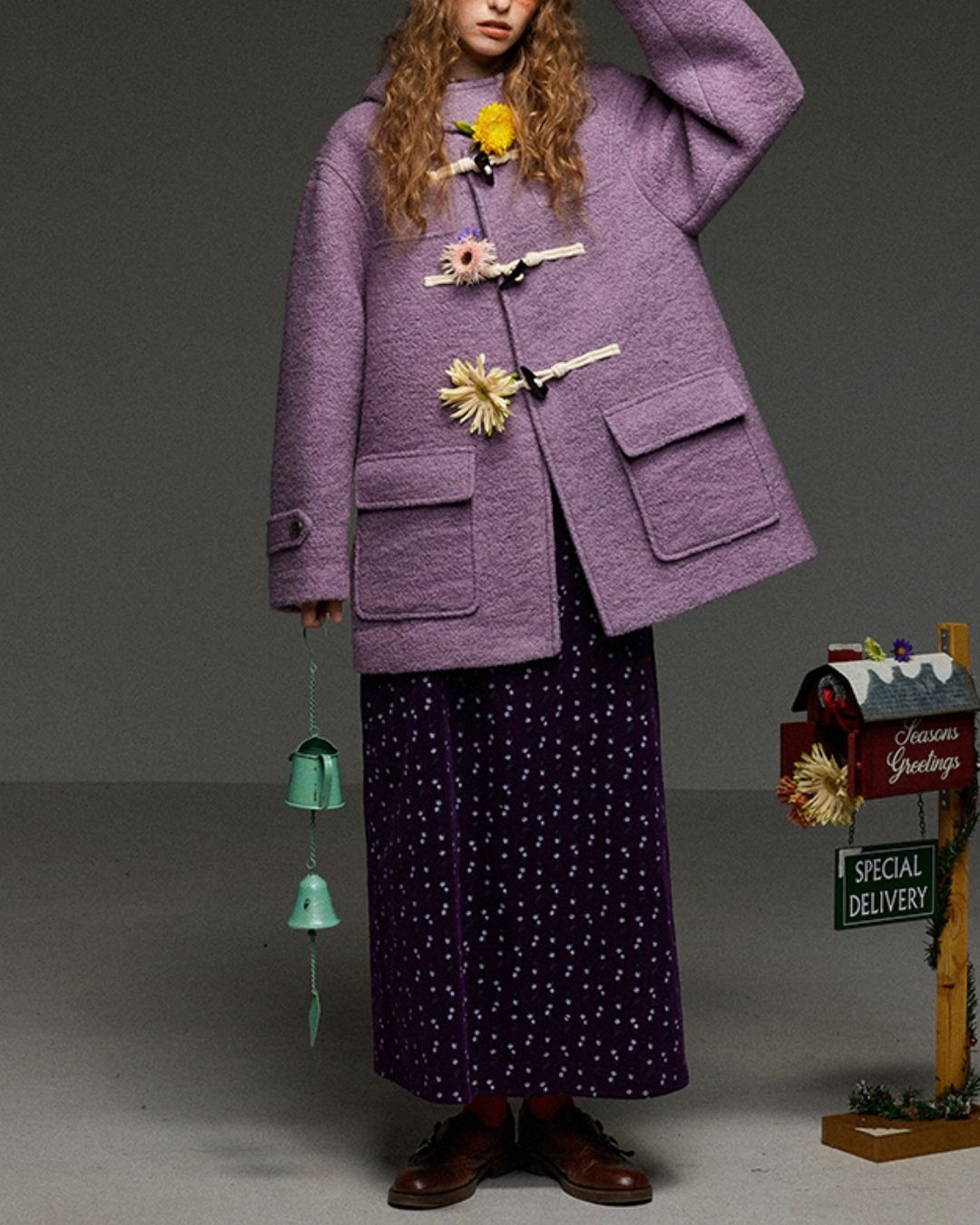 Retro Flower Corduroy Long Skirt　SK013