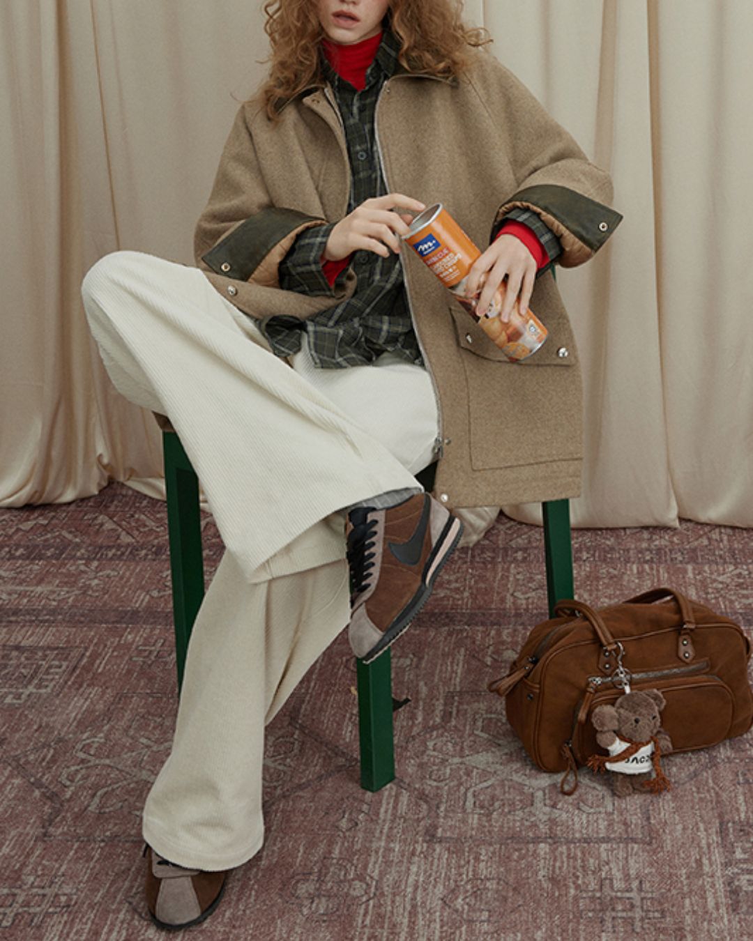 Retro Contrast Check Shirt　LS035