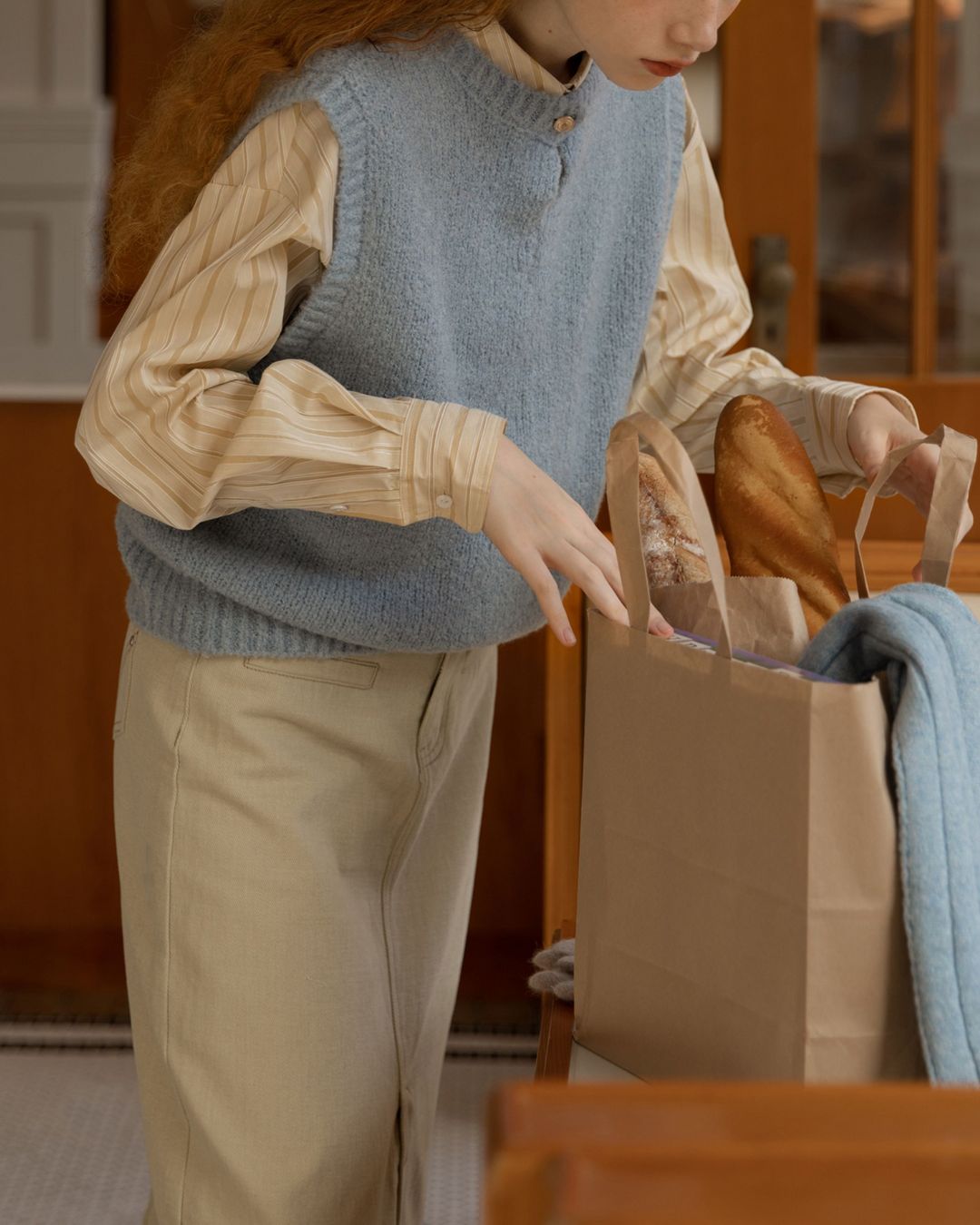 Back Half Button Collar Shirt　LS032