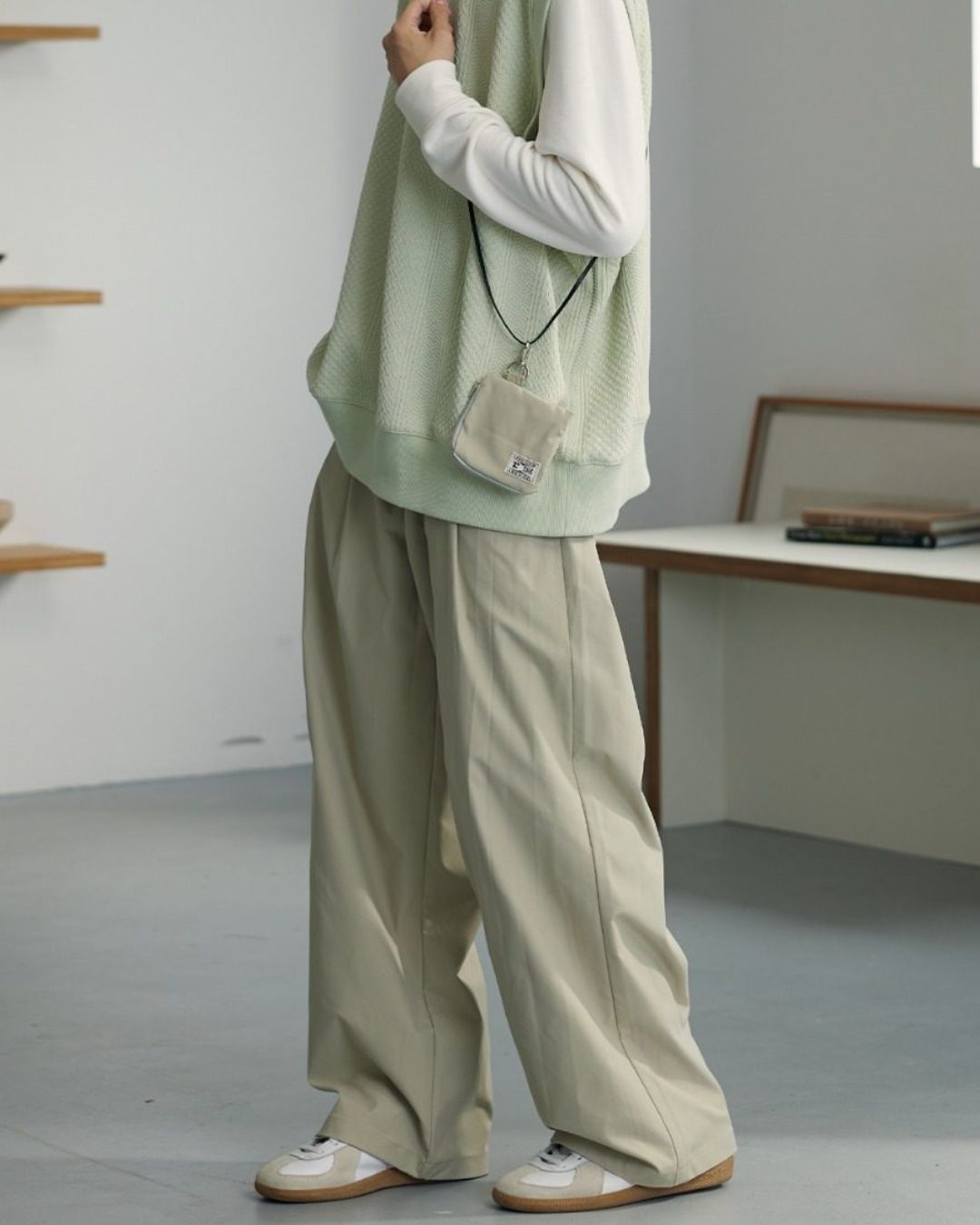 Casual Straight Pants With Mini Bag　PT034