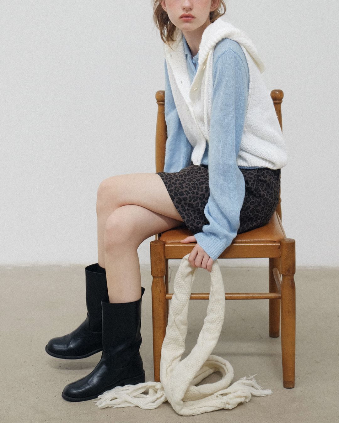 Loop Yarn Hooded Knit Vest　KN025