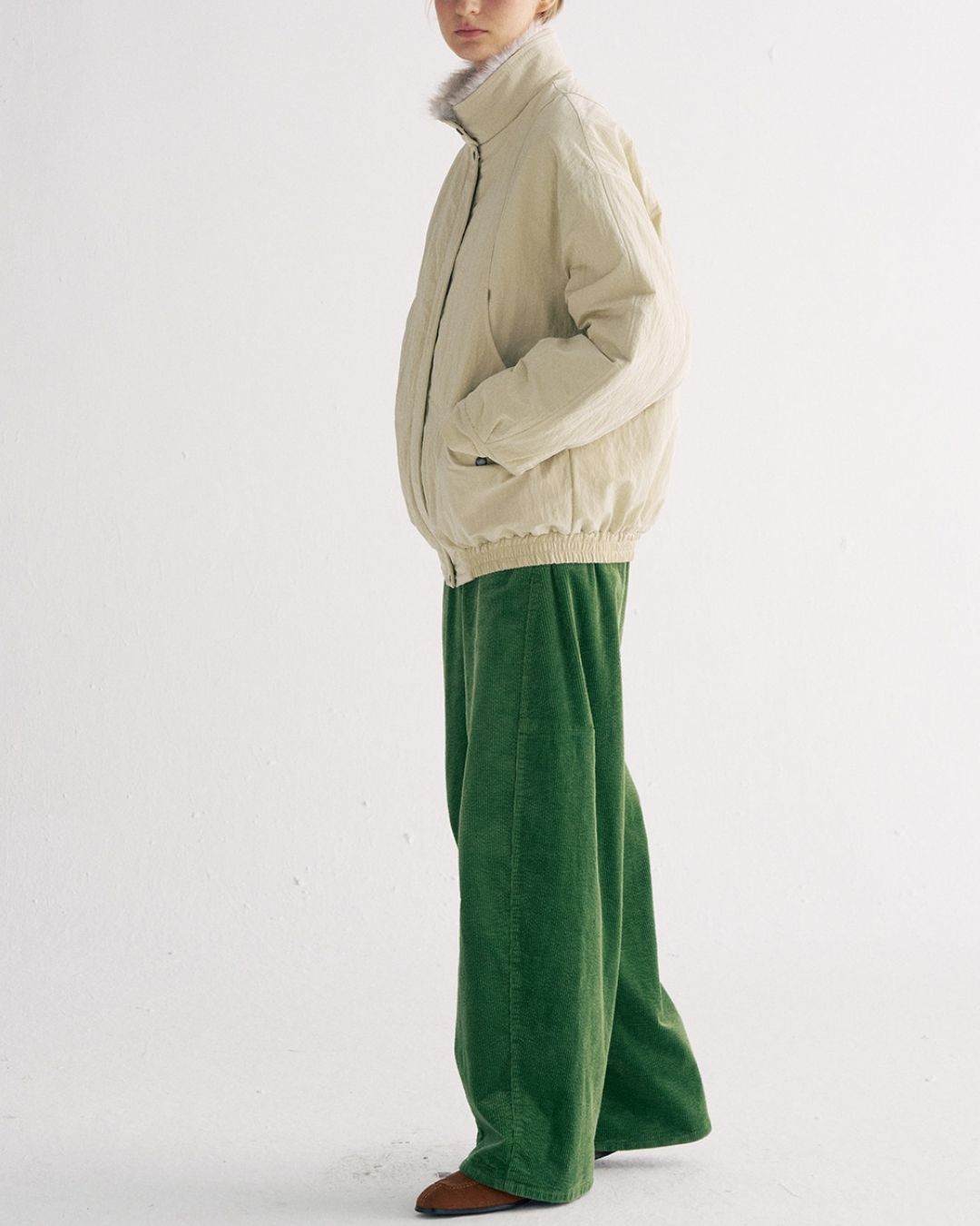 Detachable Fur Collar Quilted Jacket　JK078