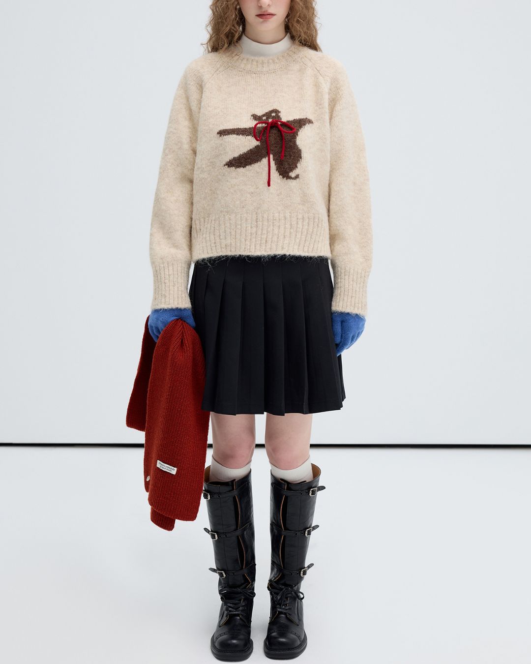 Bow Tie Bear Wool Sweater　KN040