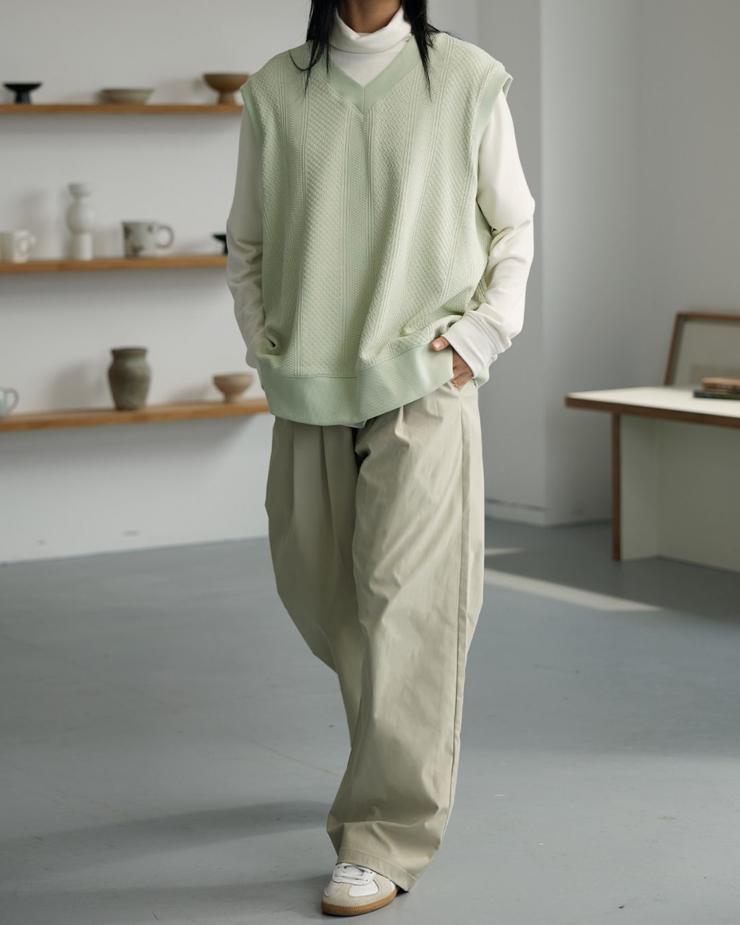 Casual Straight Pants With Mini Bag　PT034