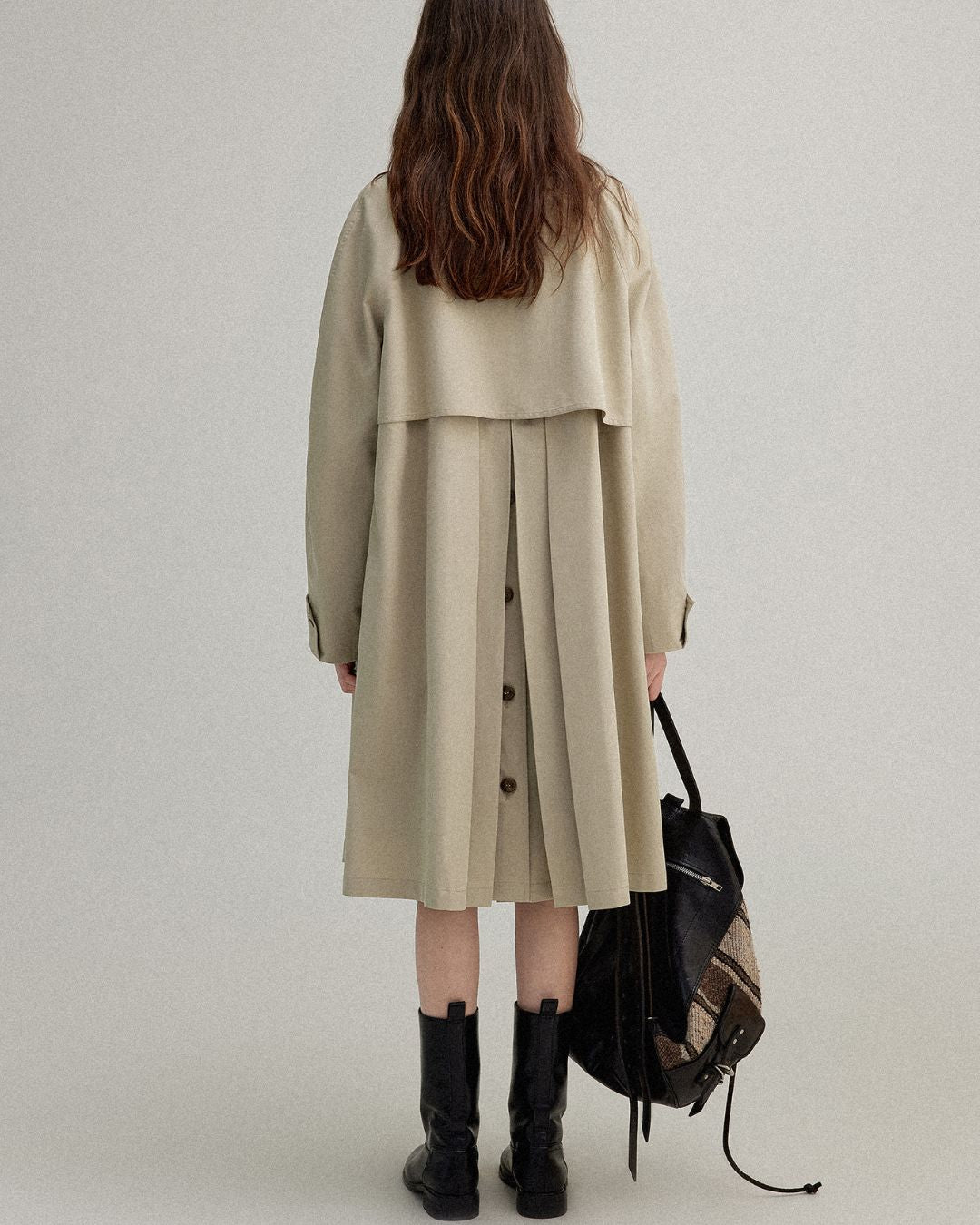 Back Pleated Trench Coat　CT001