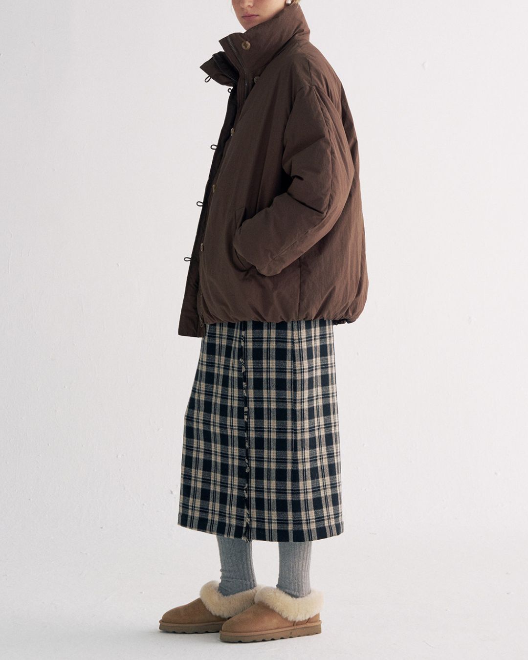 White Duck Down Gathered Jacket　JK079