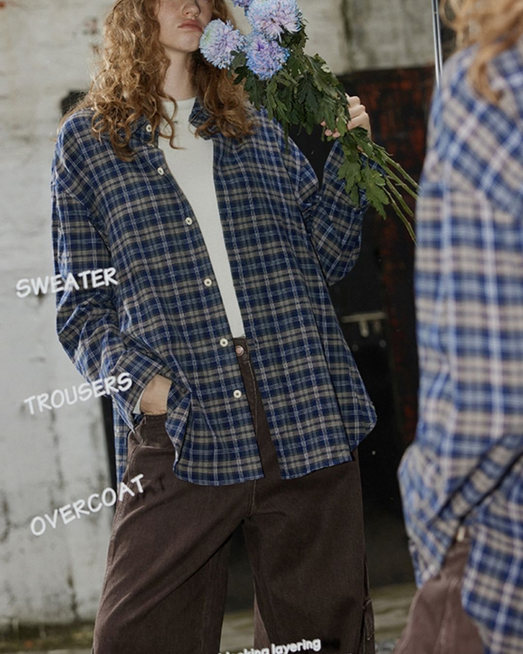 Oversized Checked Cotton Shirt　LS034