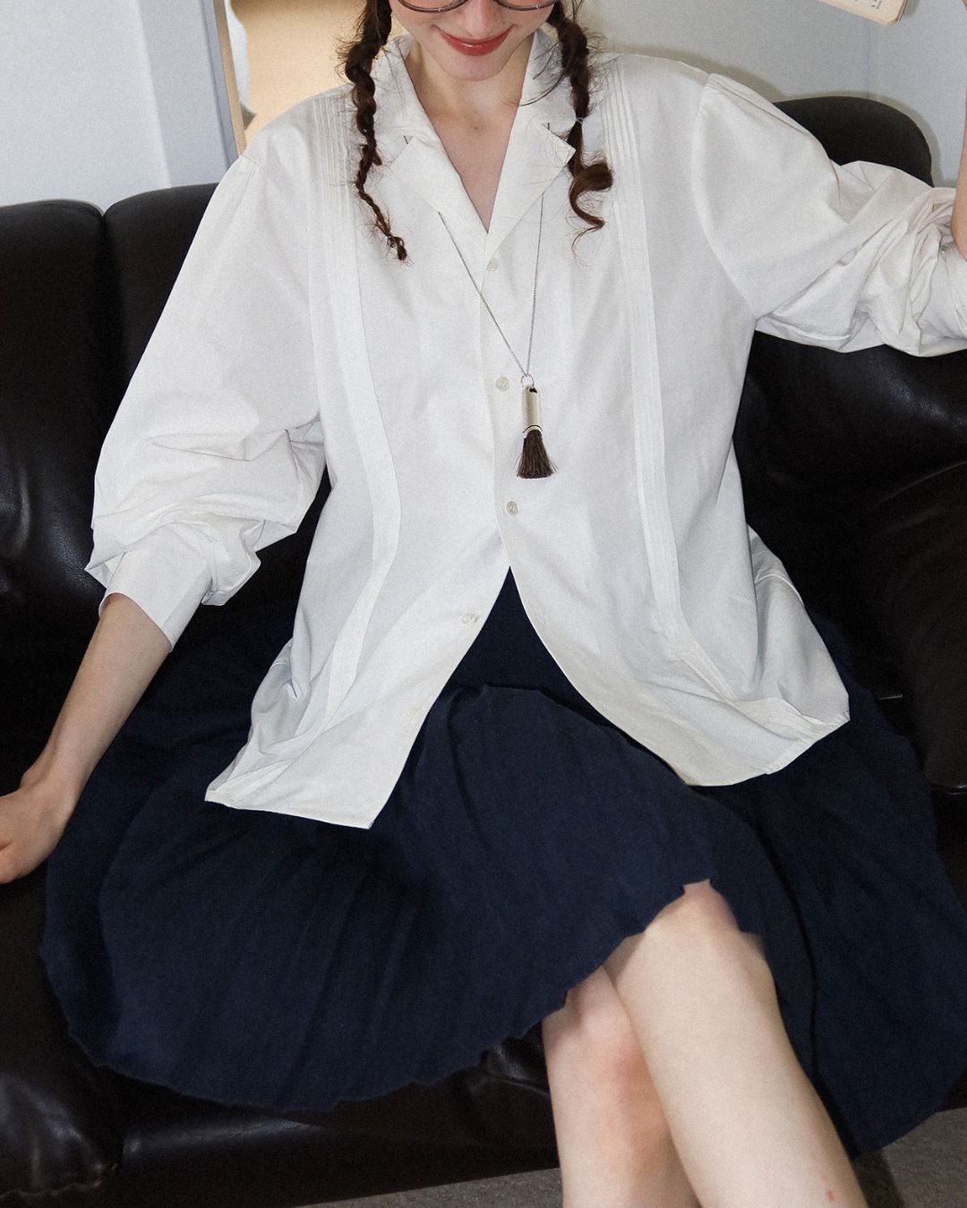 Open Collar Long Sleeve Shirt　LS012