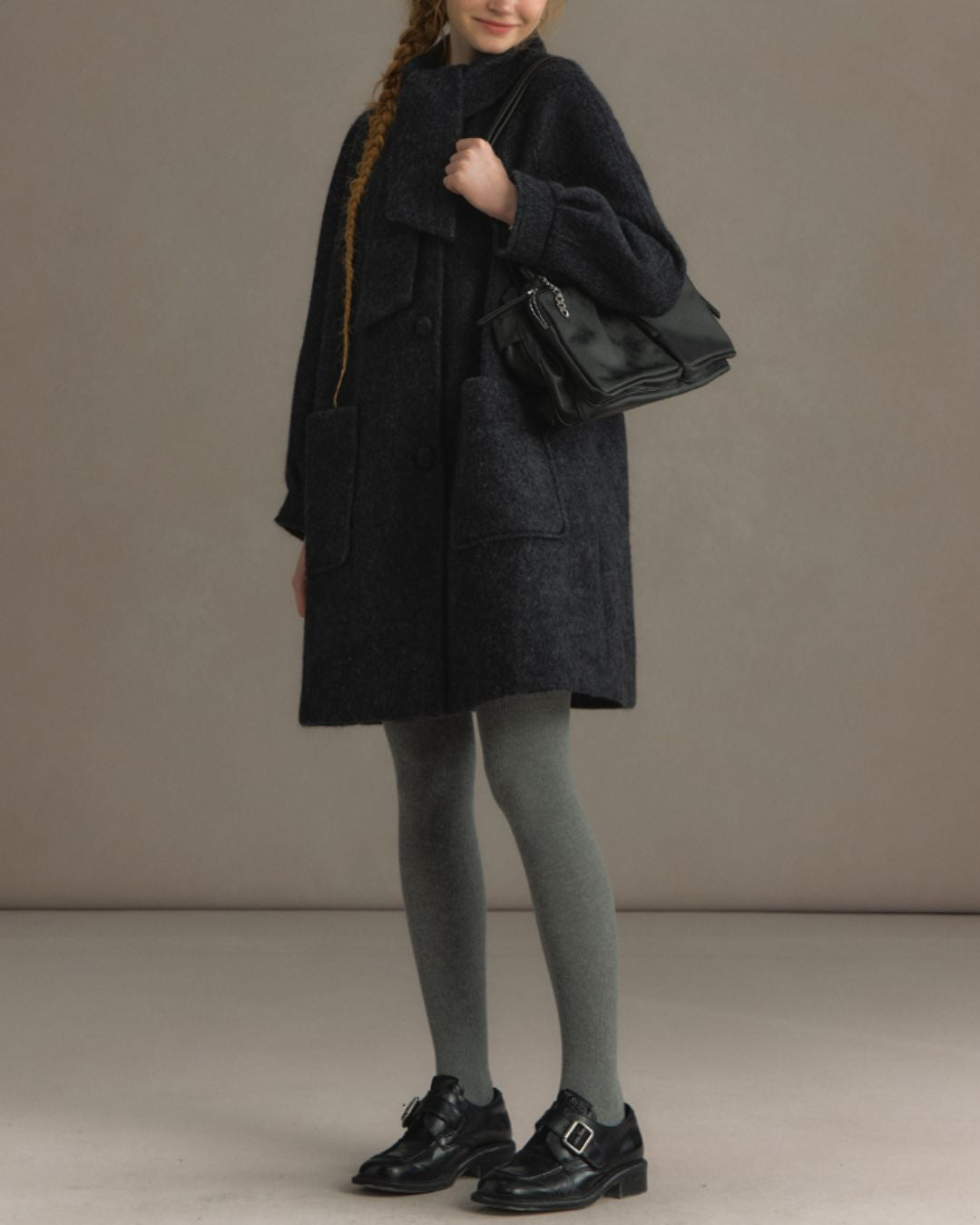 Bowtie Collar A-line Coat　CT023