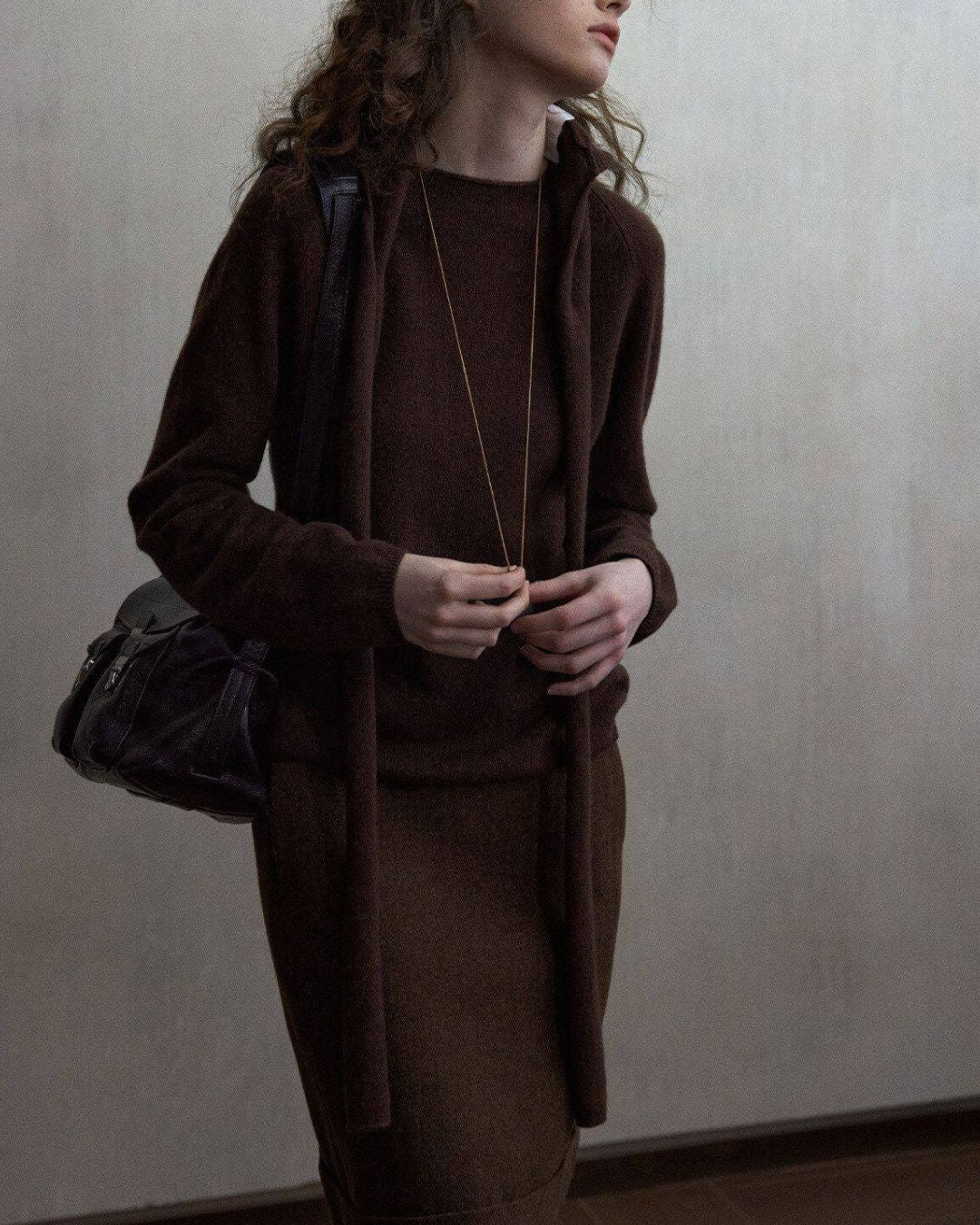 Basic Yak Wool Knit Hooded Scarf　HG001