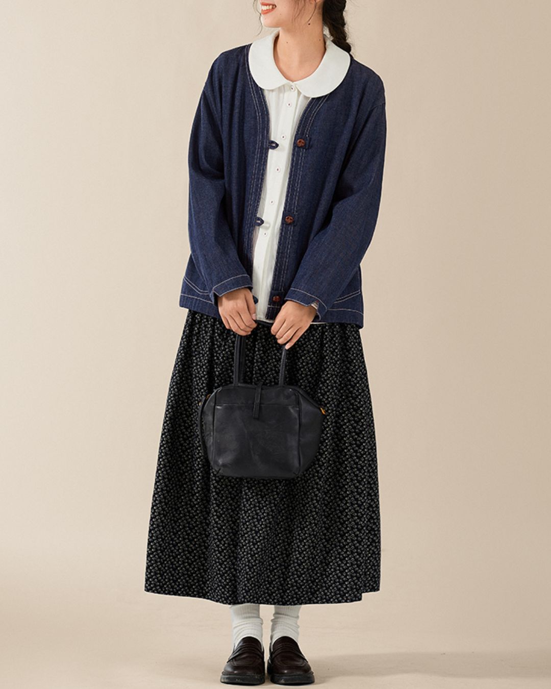 Round-collar Cotton Shirt　LS026