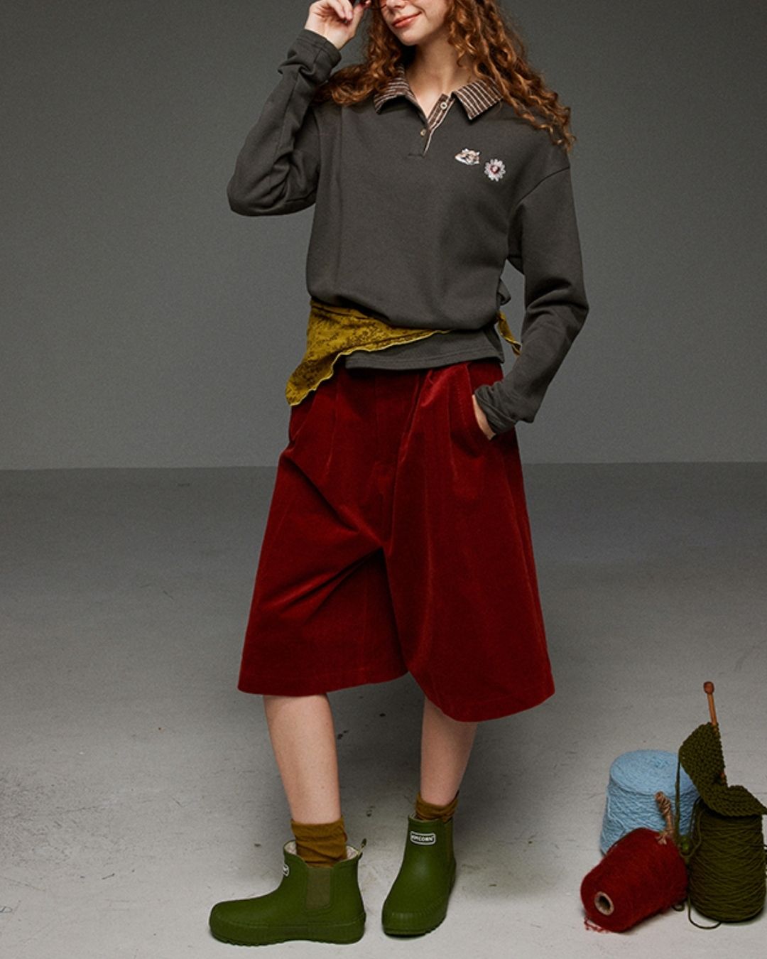 Corduroy Wide Half Pants　PT015