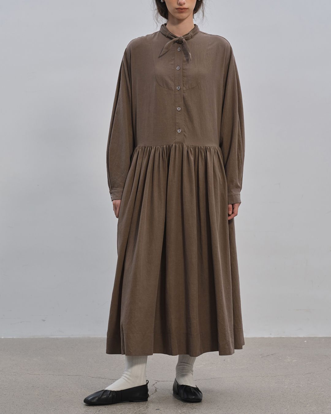 Gathered Long Shirt Dress　OP003