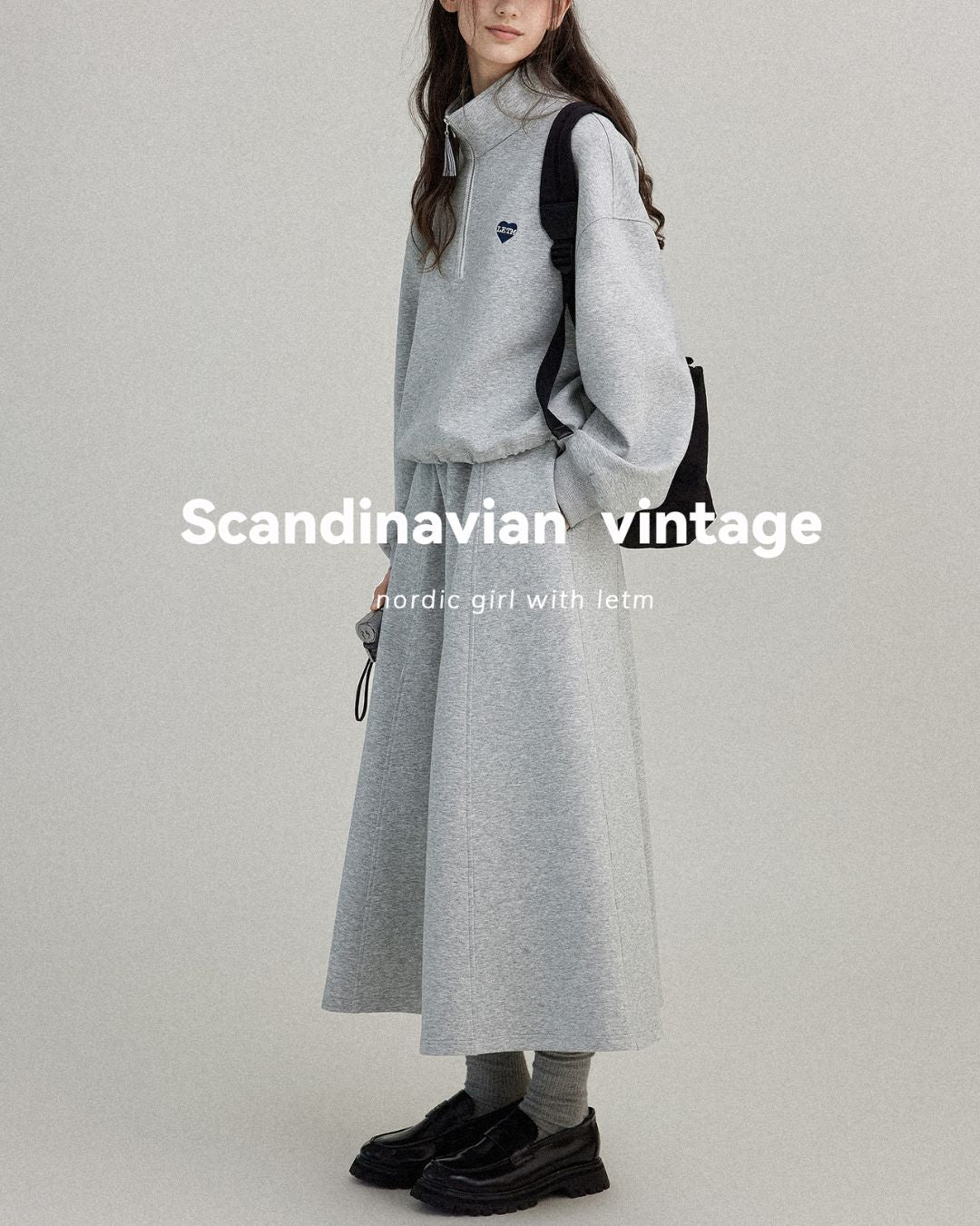 Heart Half-zip Sweat & Skirt　SW004