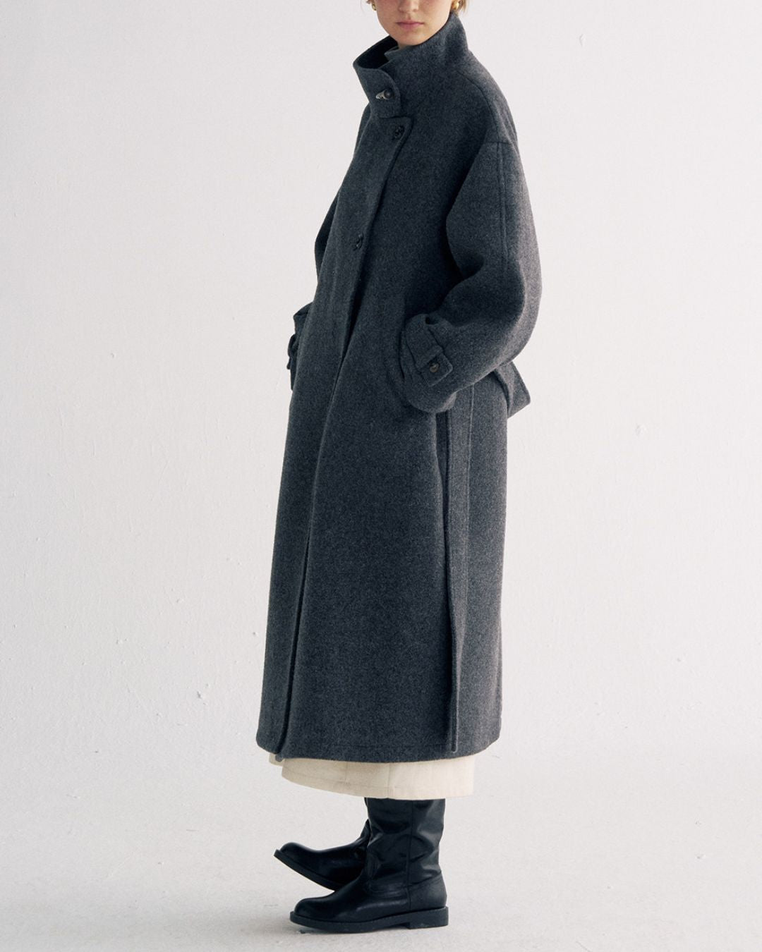 Stand-collar Wool Long Coat　CT029