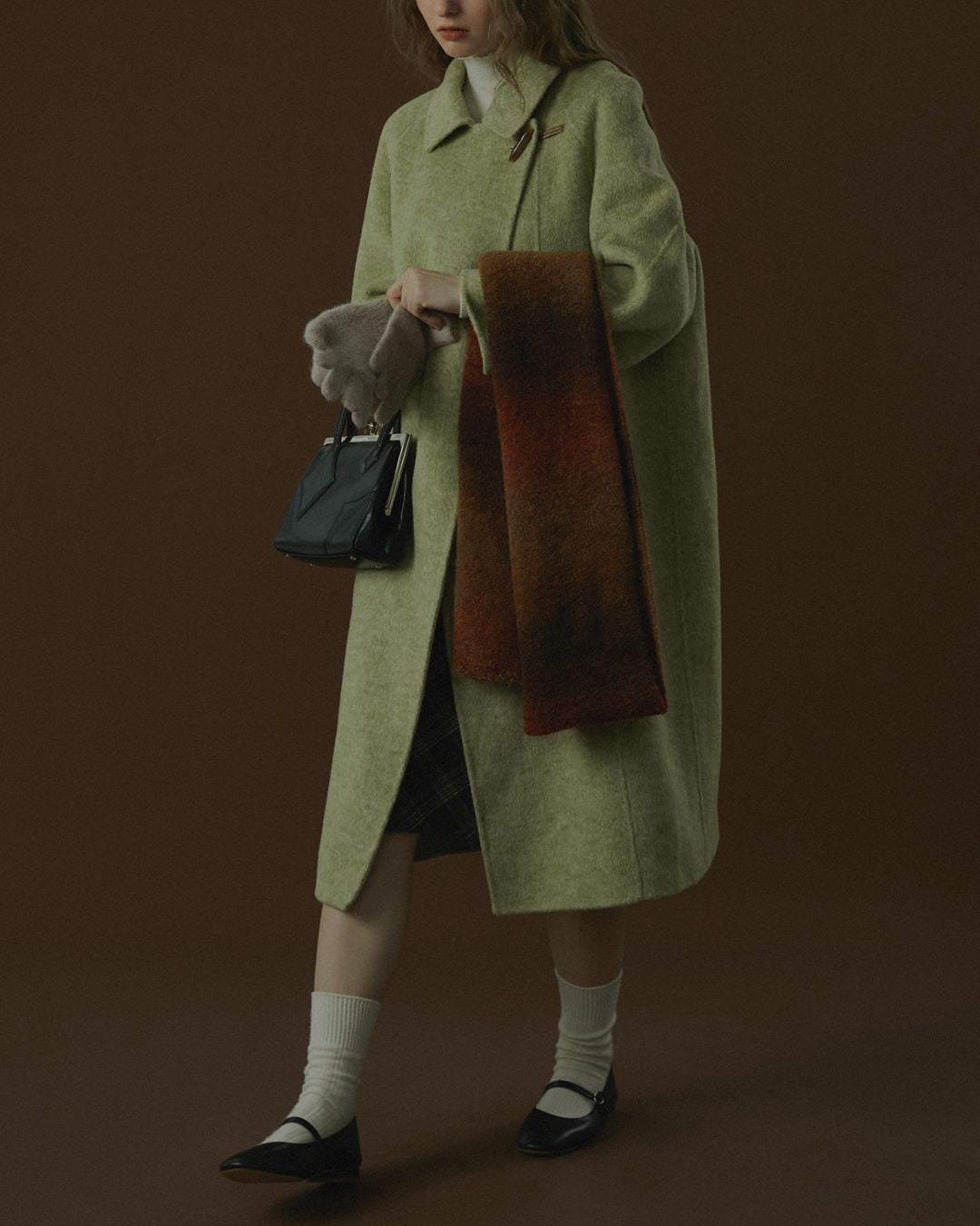 Retro Wool Collared Long Coat　CT008