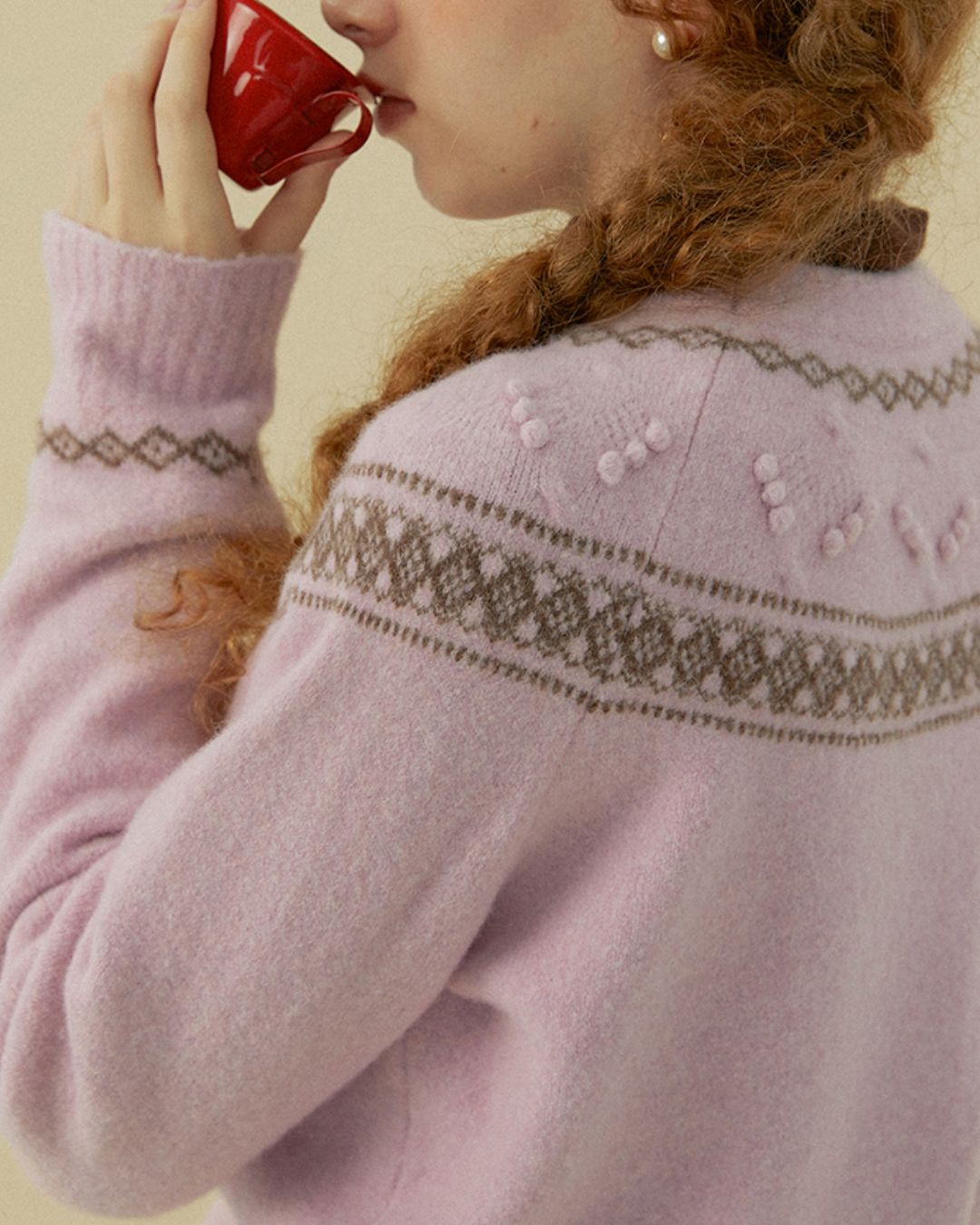 Pom-pom Fair Isle Sweater　KN078