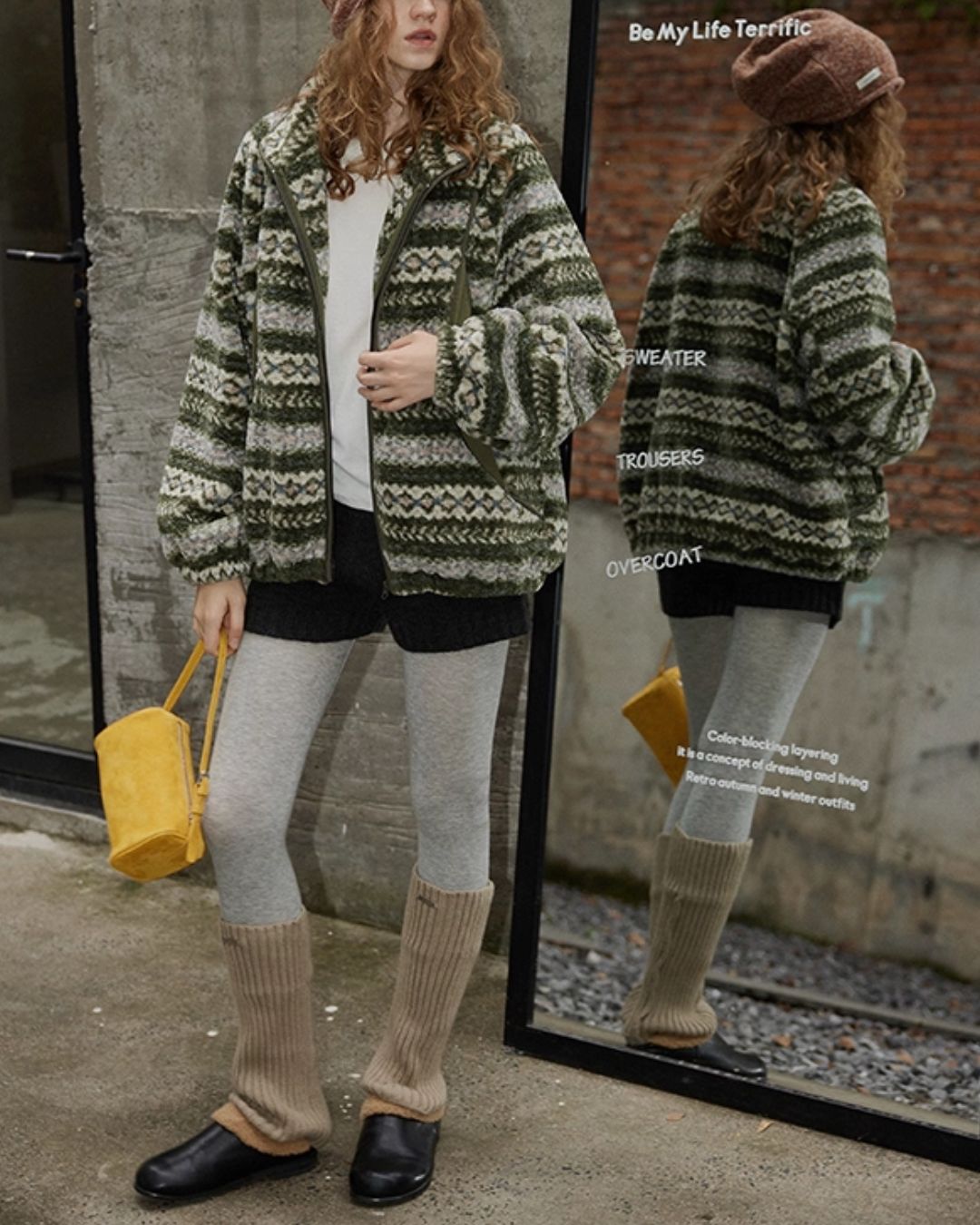 Fleece All-over Border Jacket　JK042