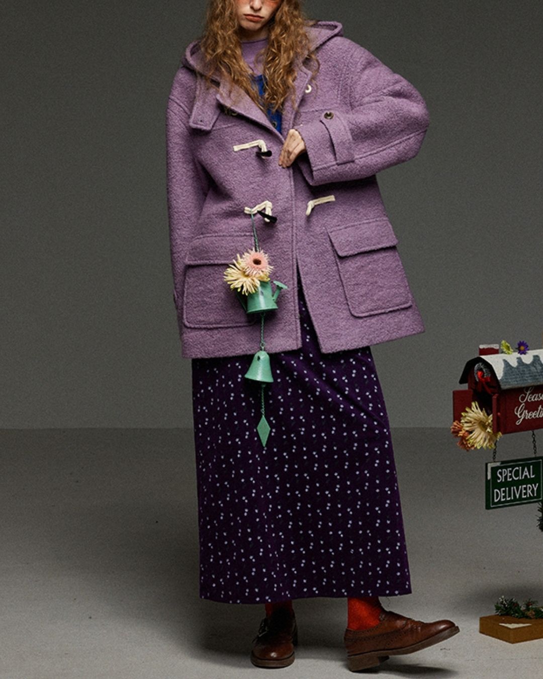 Retro Flower Corduroy Long Skirt　SK013