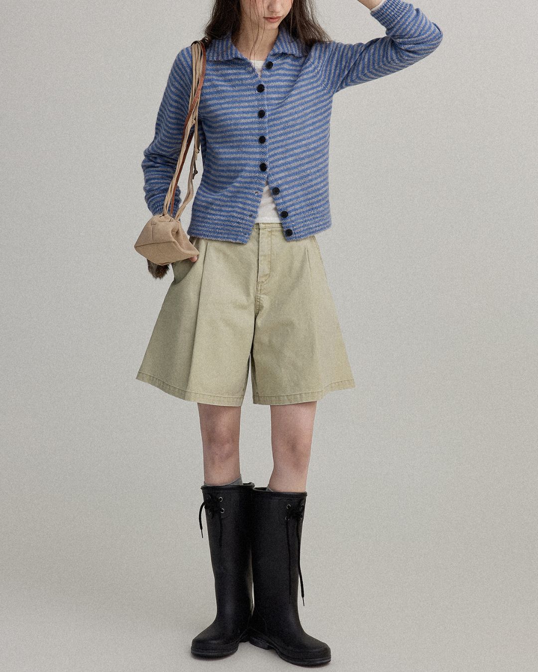 Collared Border Knit Cardigan　KN020